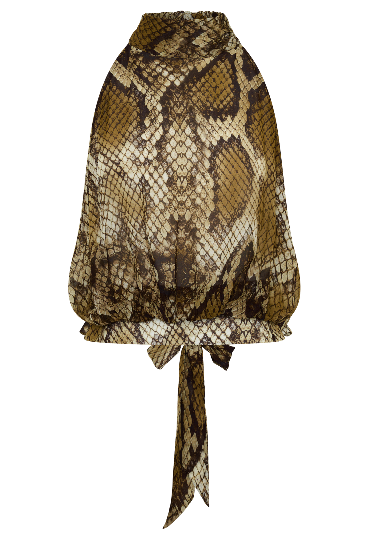 Eliana Tie Back Chiffon Sleeveless Top - Snake Print
