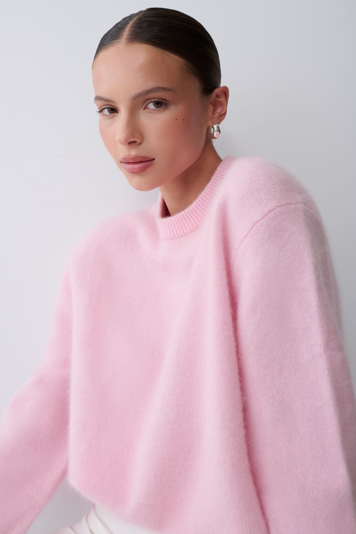 Viviane Wool Fluffy Knit Jumper - Baby Pink