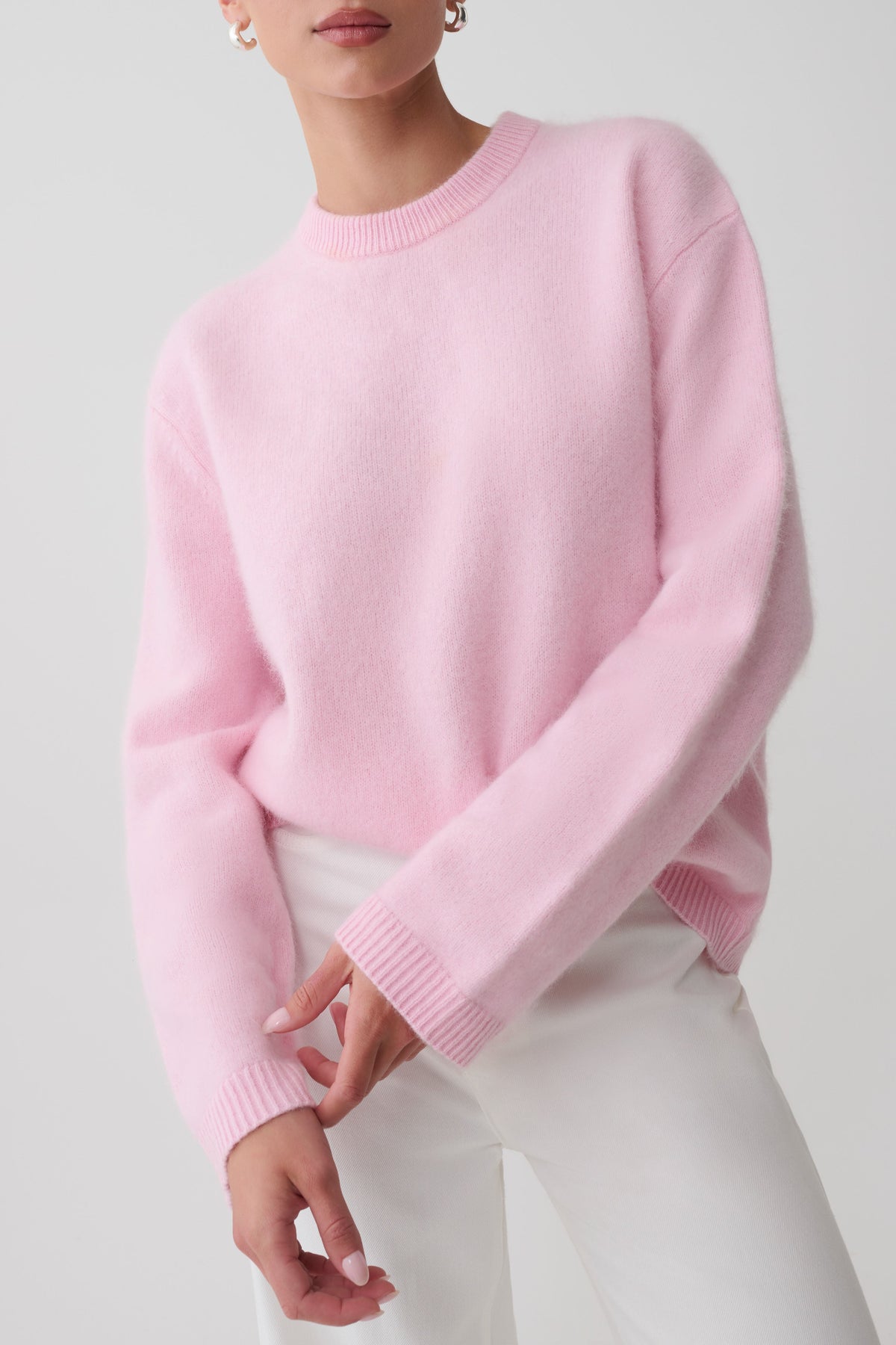 Viviane Wool Fluffy Knit Jumper - Baby Pink