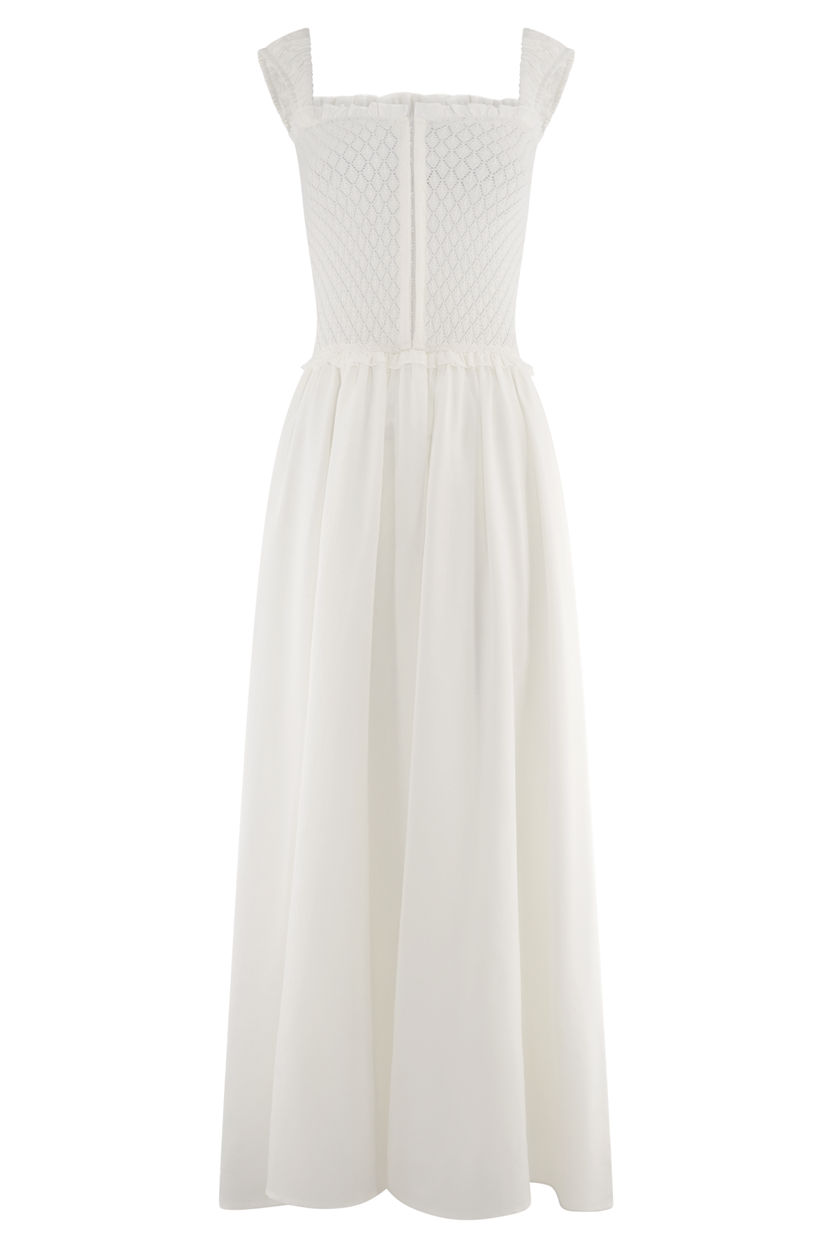 Tahlia Pointelle Knit Midi Dress - White