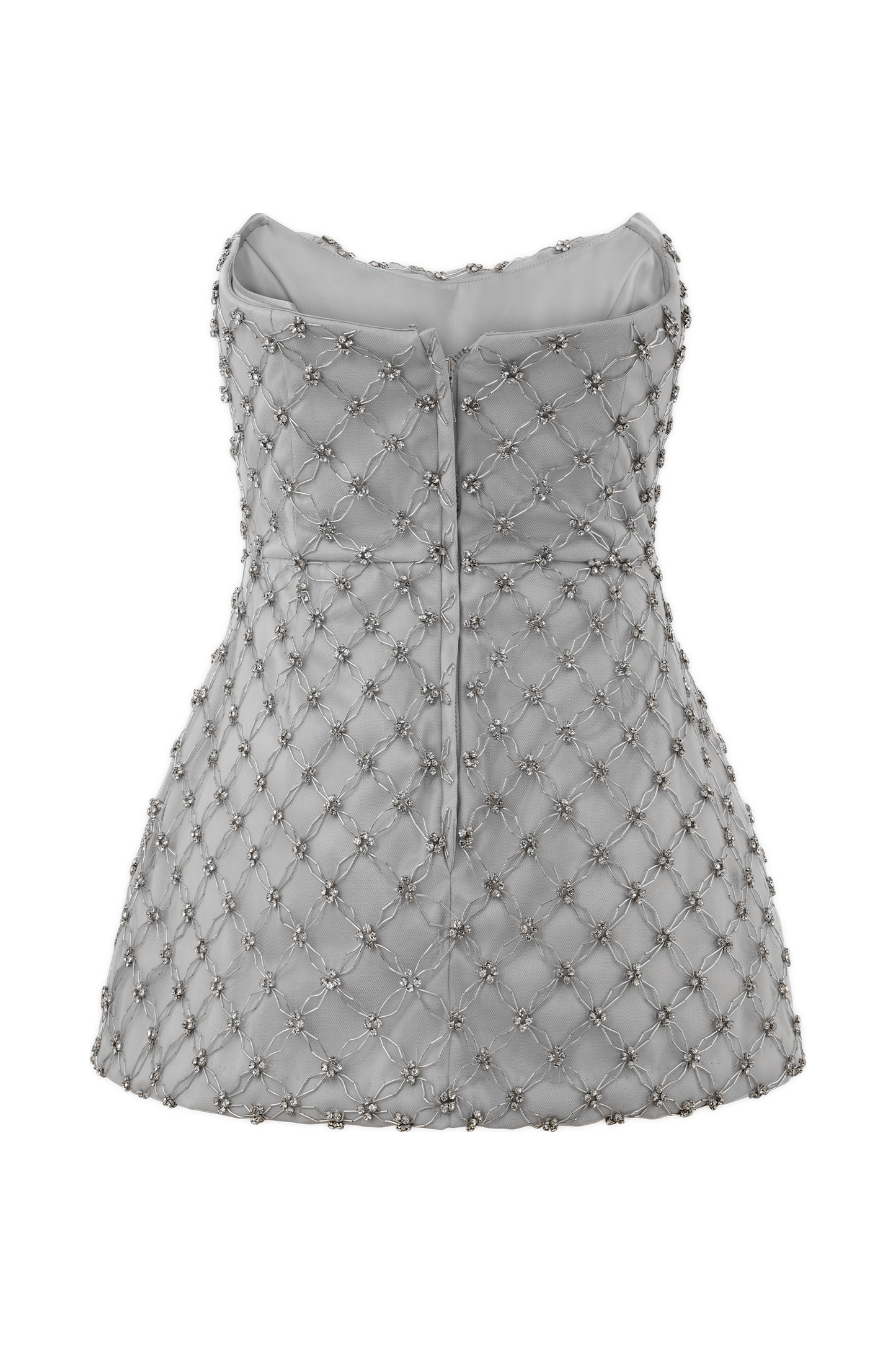 Zuri Hand Beaded Embellished Peplum Corset - Silver