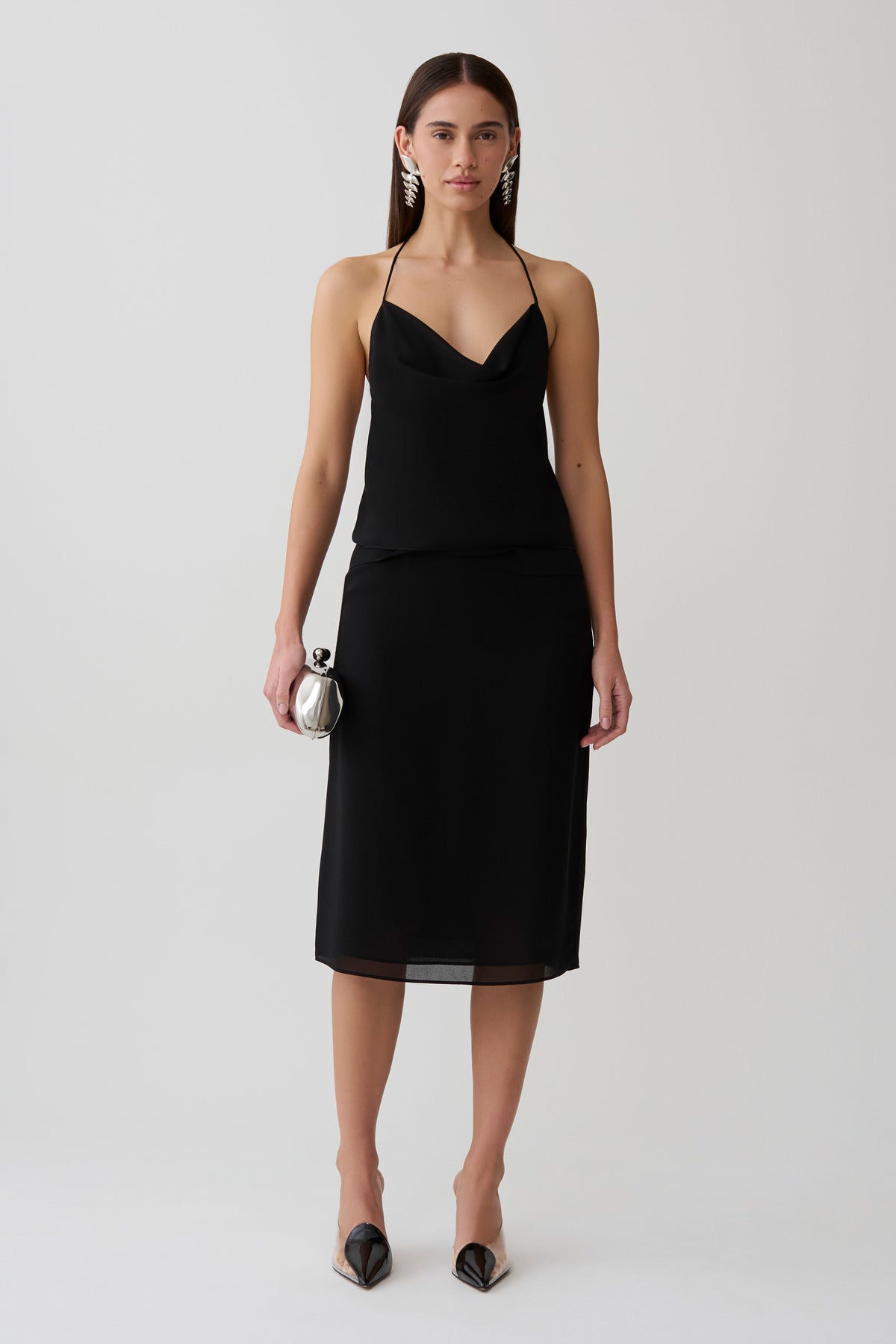 Amelia Low Back Chiffon Top - Black #6