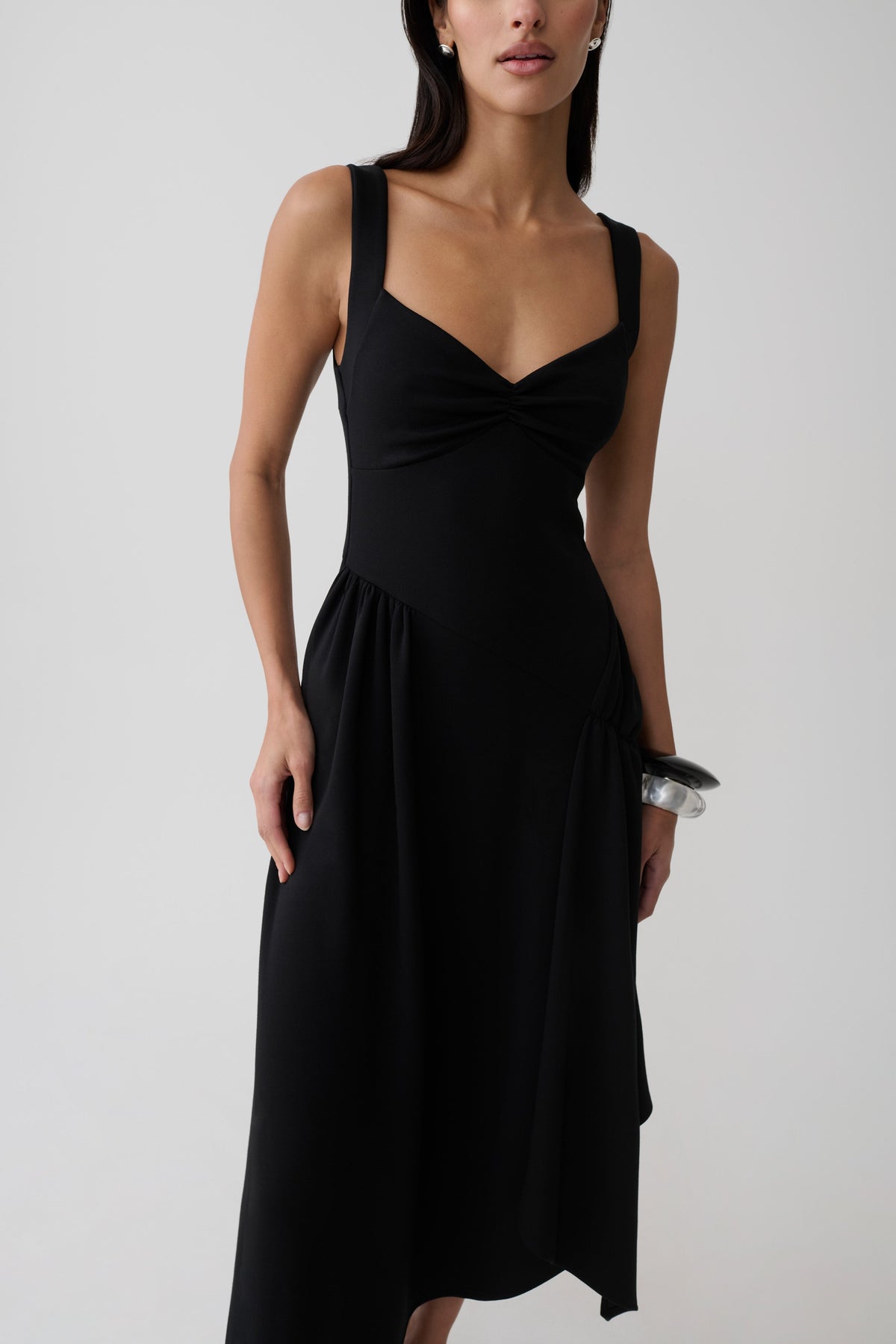 Cellini Asymmetric Hem Midi Dress - Black #5