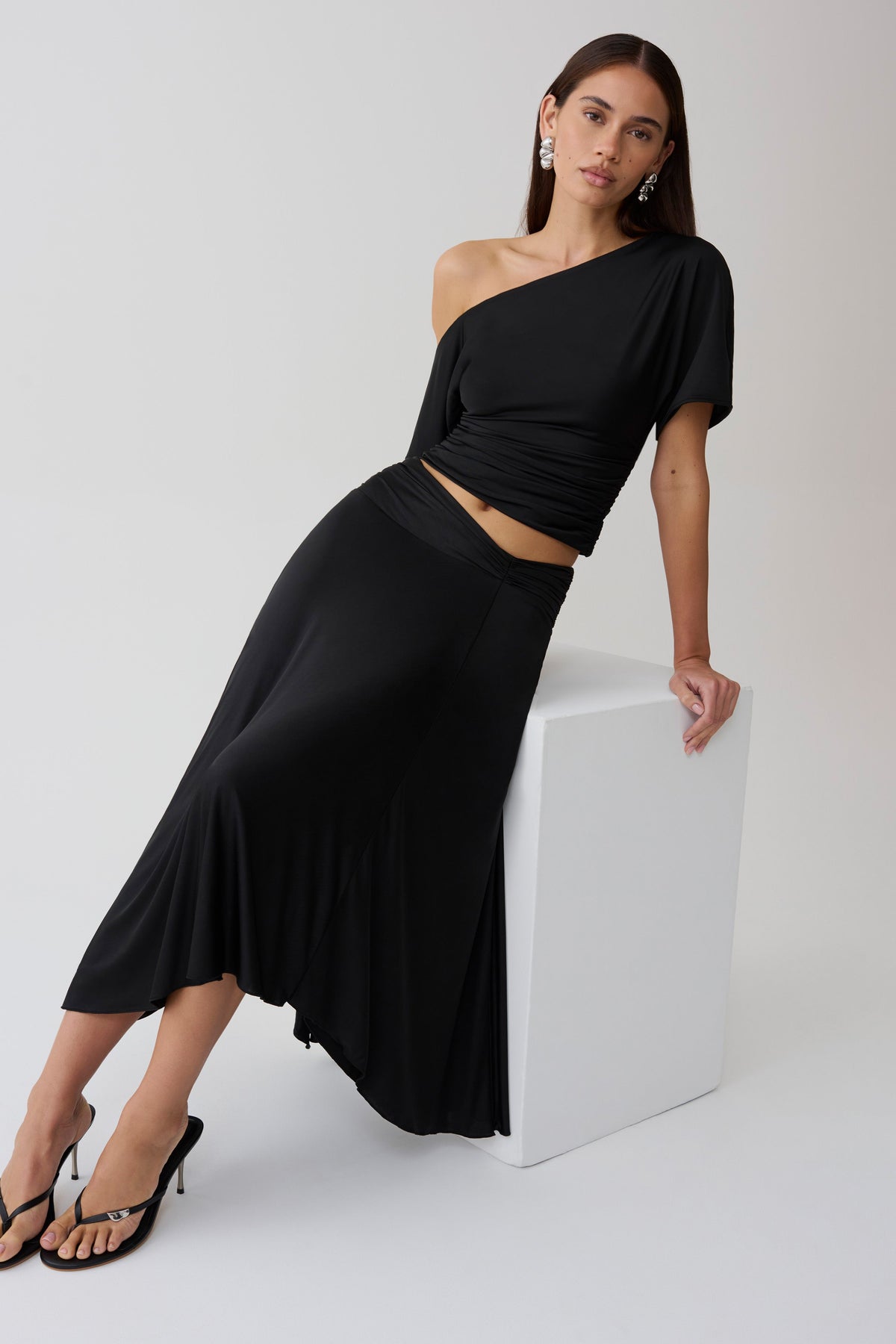 Luu Slinky Midi Skirt - Black #3