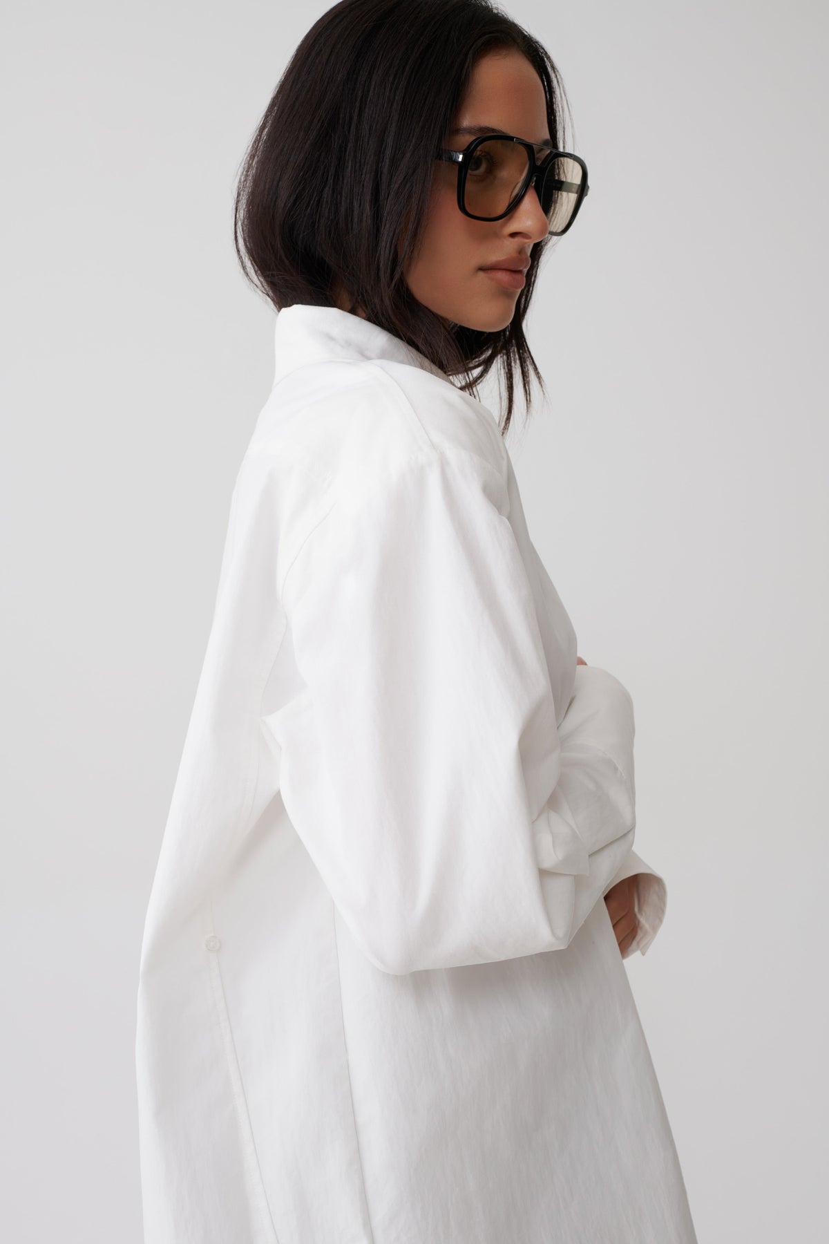 Rosalind Button Back Cotton Shirt - White #6