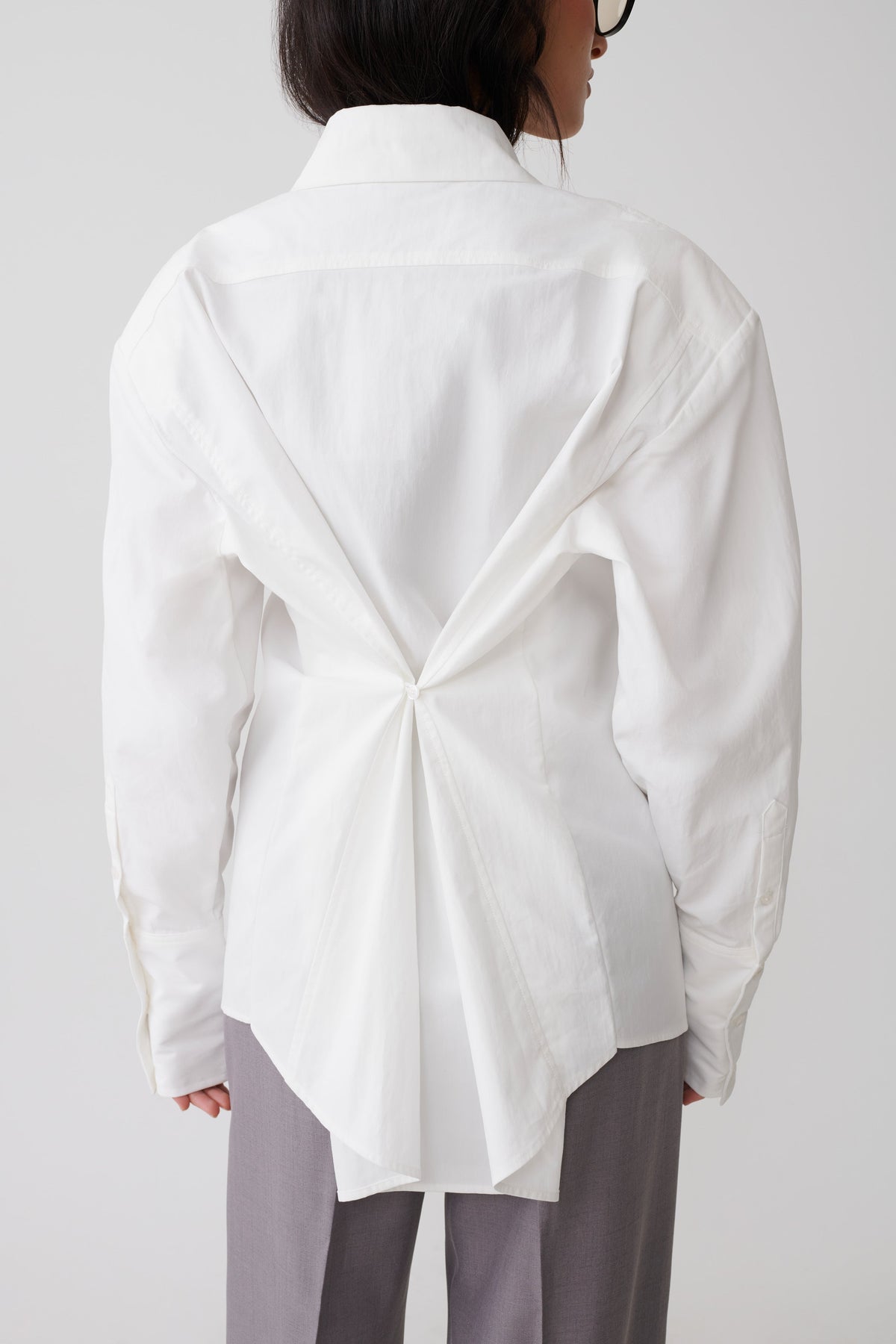 Rosalind Button Back Cotton Shirt - White #11