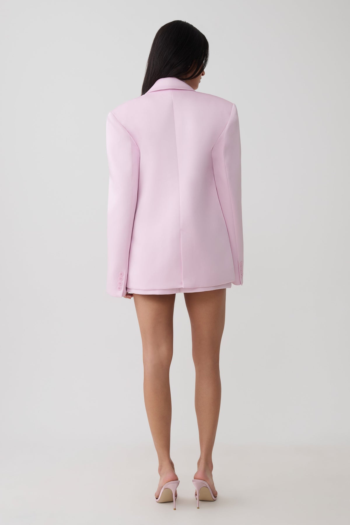 Alicia Structured Satin Blazer - Baby Pink #2