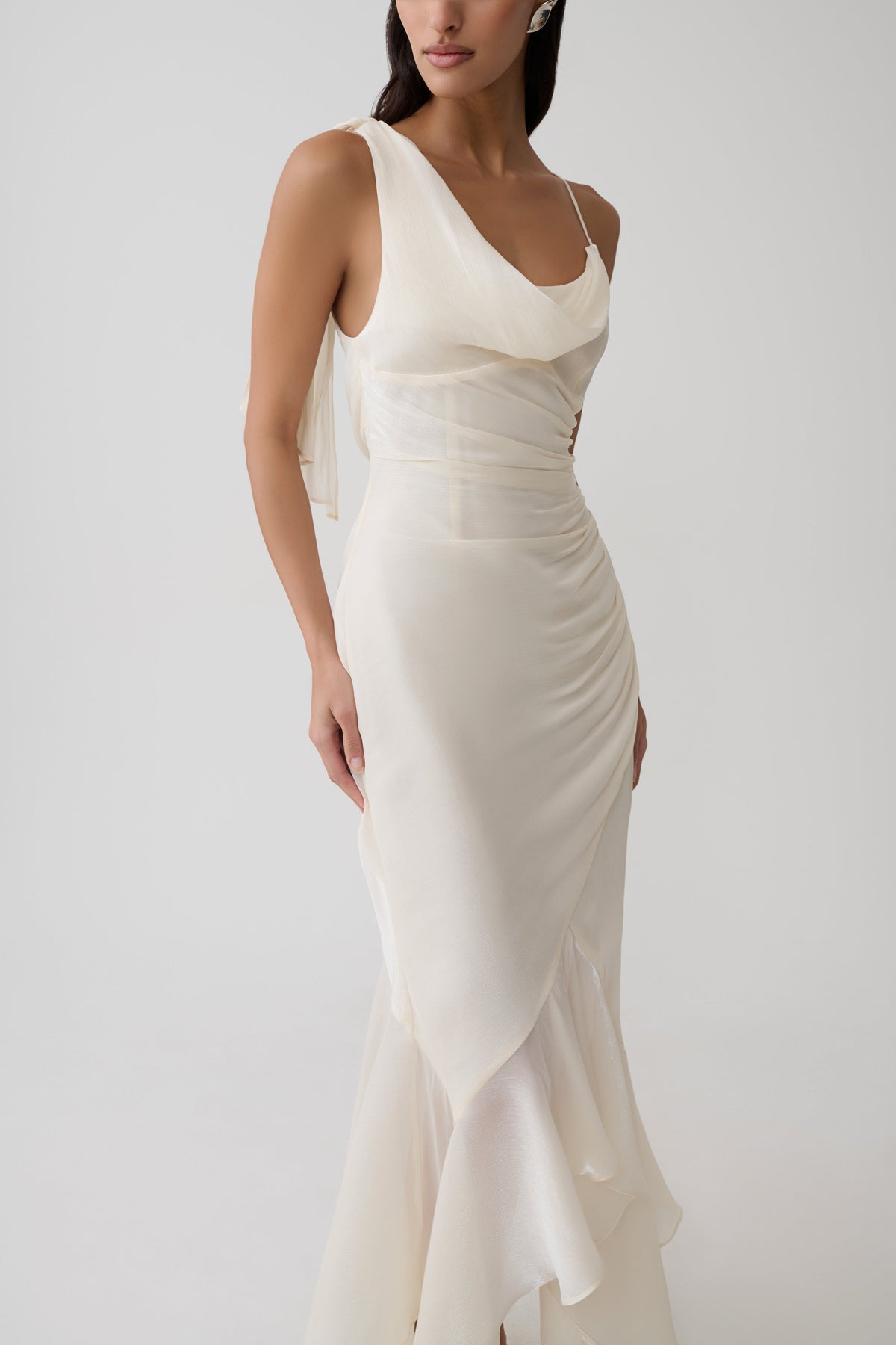 Edith Draped Maxi Dress - Ivory #3