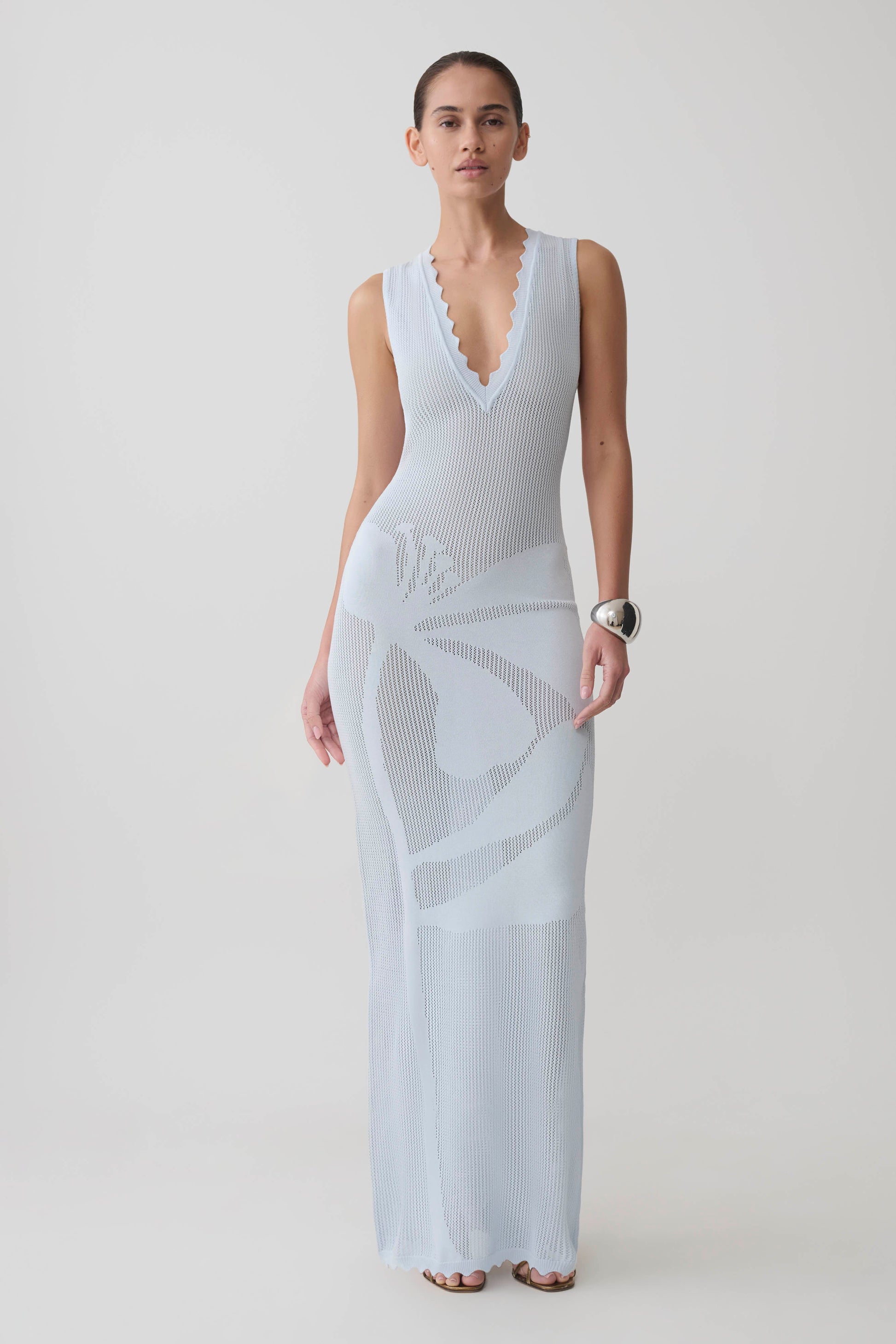 Pippa Floral Knit Maxi Dress - Light Blue #5