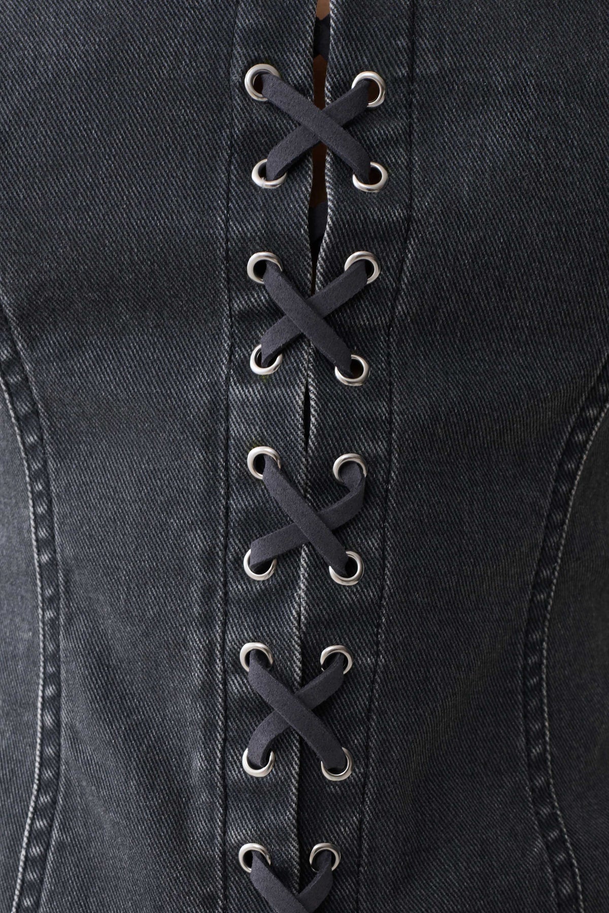 Hellen Denim Corset Top - Dark Grey #6