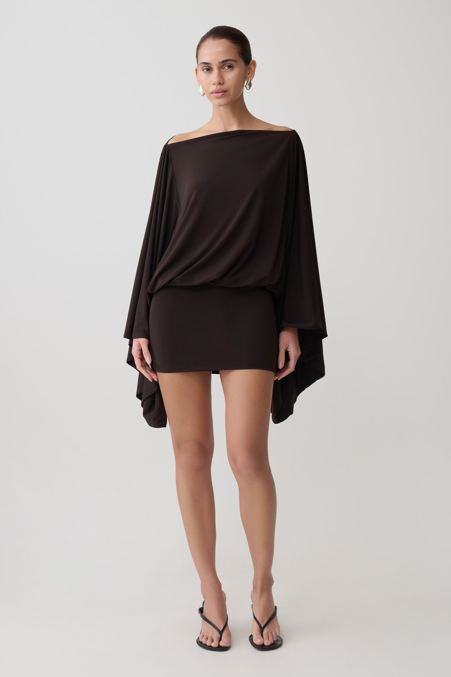 Jessy Draped Mini Dress - Dark Chocolate