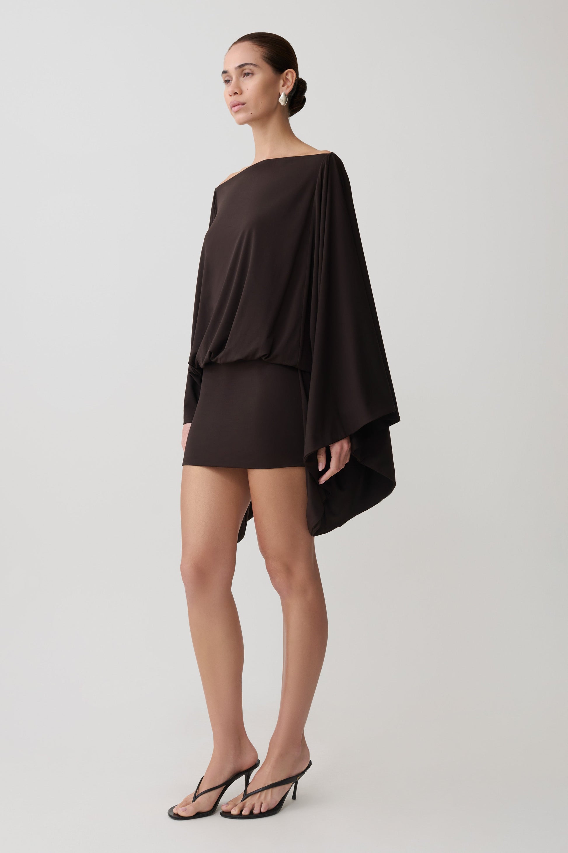 Jessy Draped Mini Dress - Dark Chocolate #4