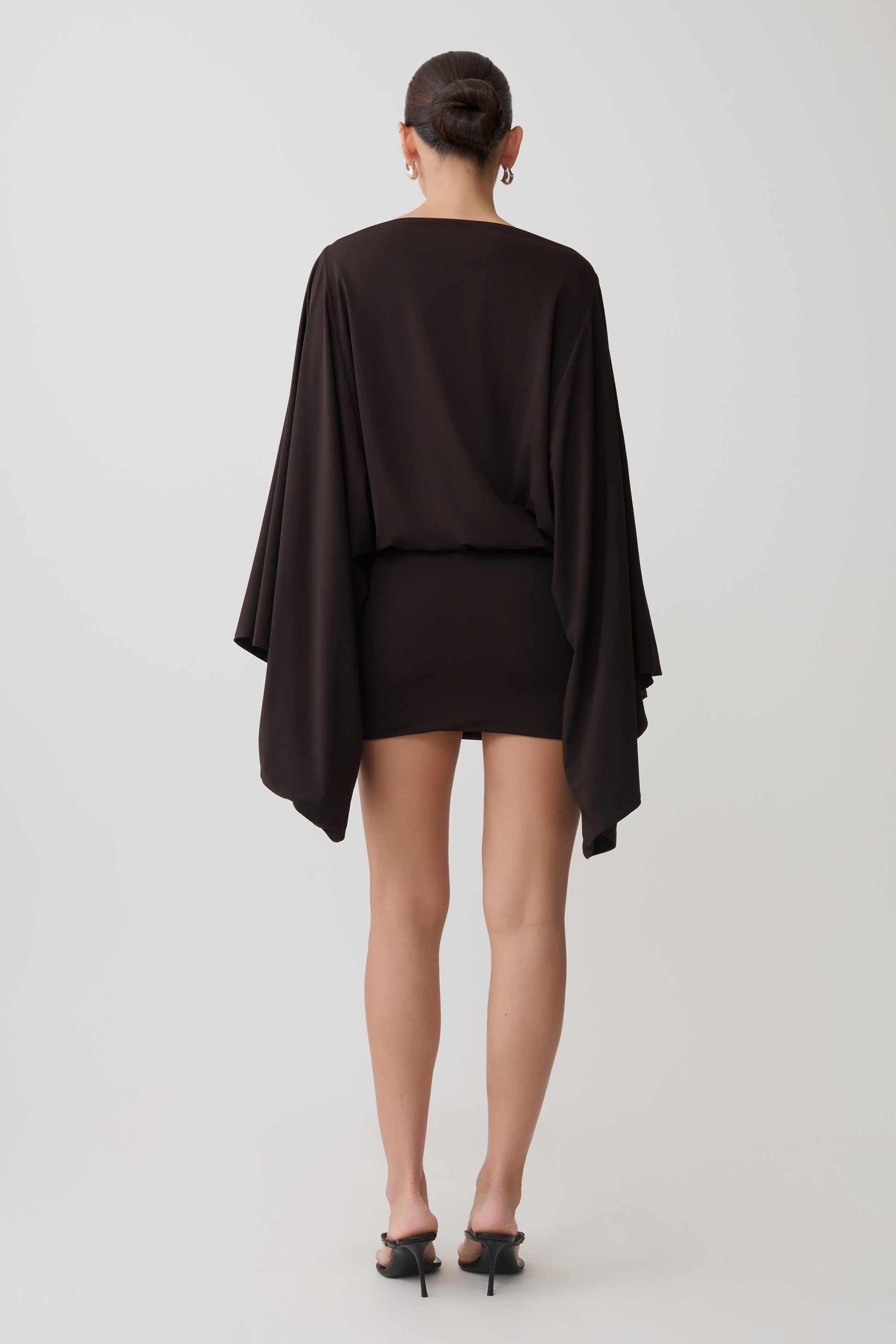Jessy Draped Mini Dress - Dark Chocolate #2