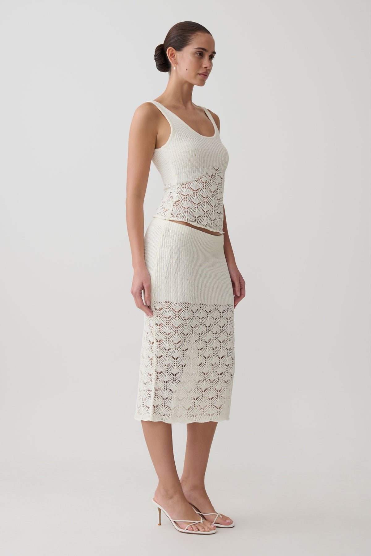 Atlantis Crochet Knit Midi Skirt - White #5
