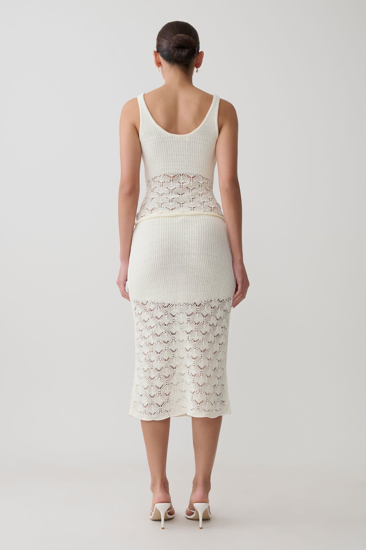 Atlantis Crochet Knit Midi Skirt - White #2