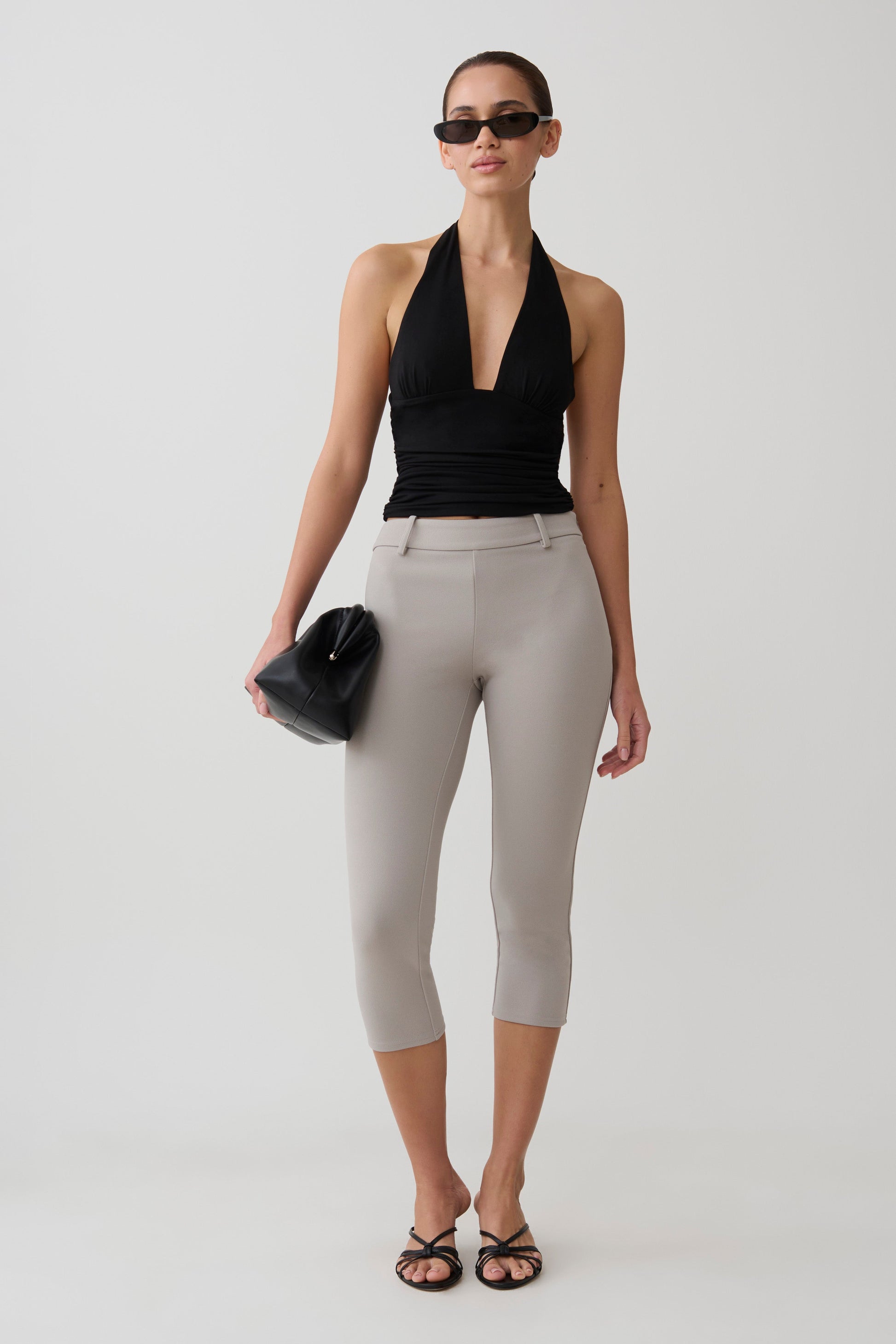 Blanca Stretch Crepe Capri Pants - Grey #3