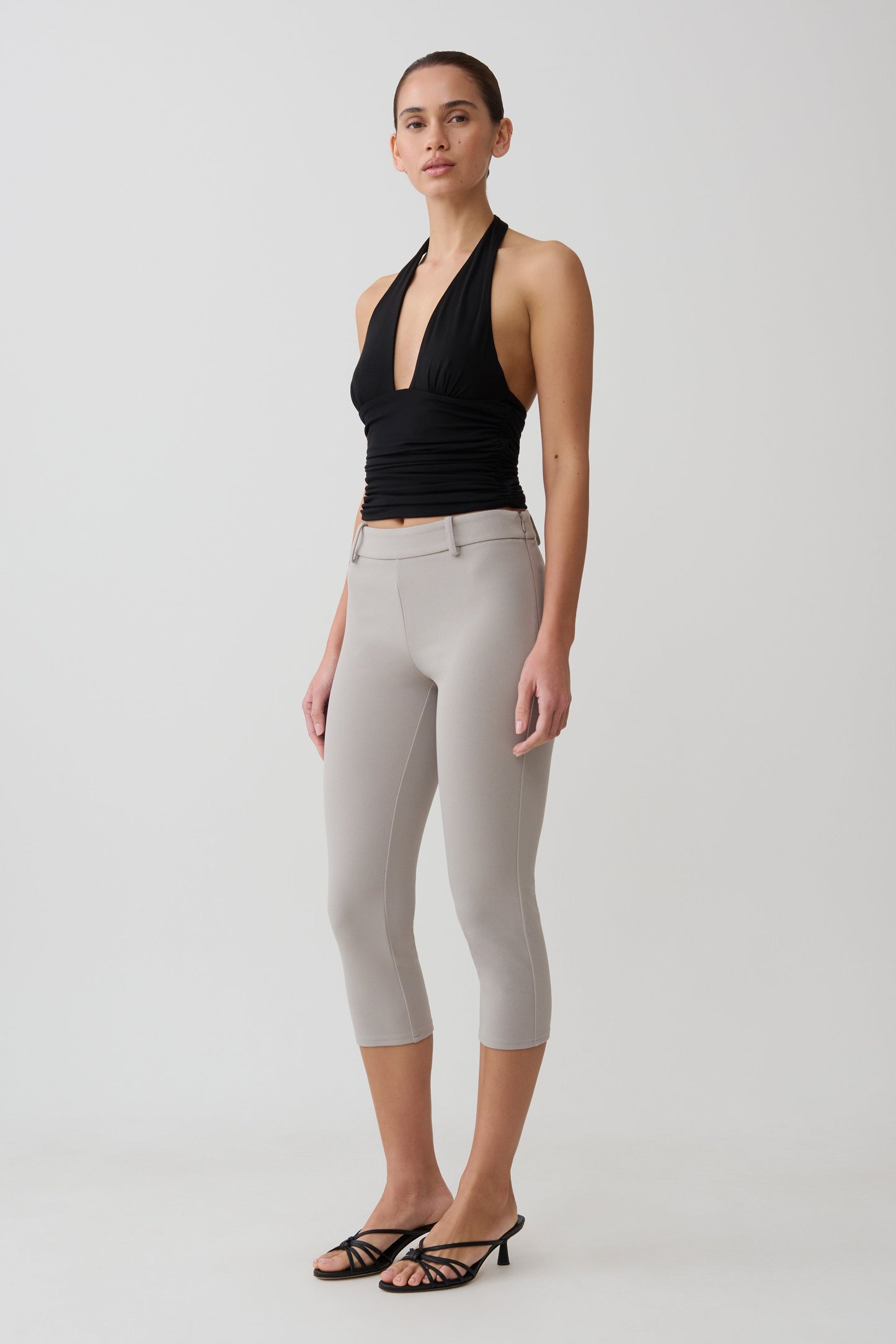 Blanca Stretch Crepe Capri Pants - Grey
