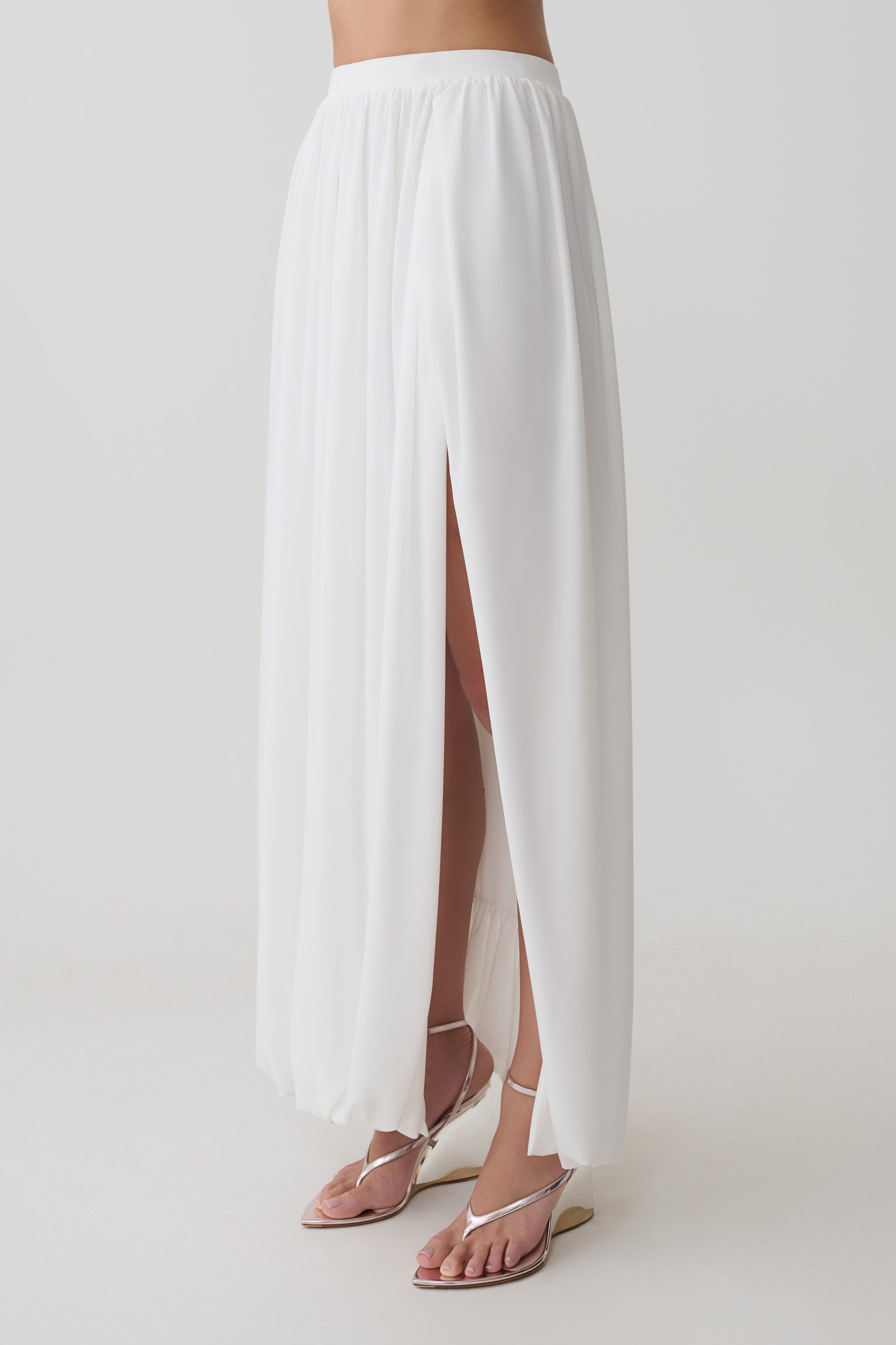 Banks Bubble Hem Midi Skirt - White #3