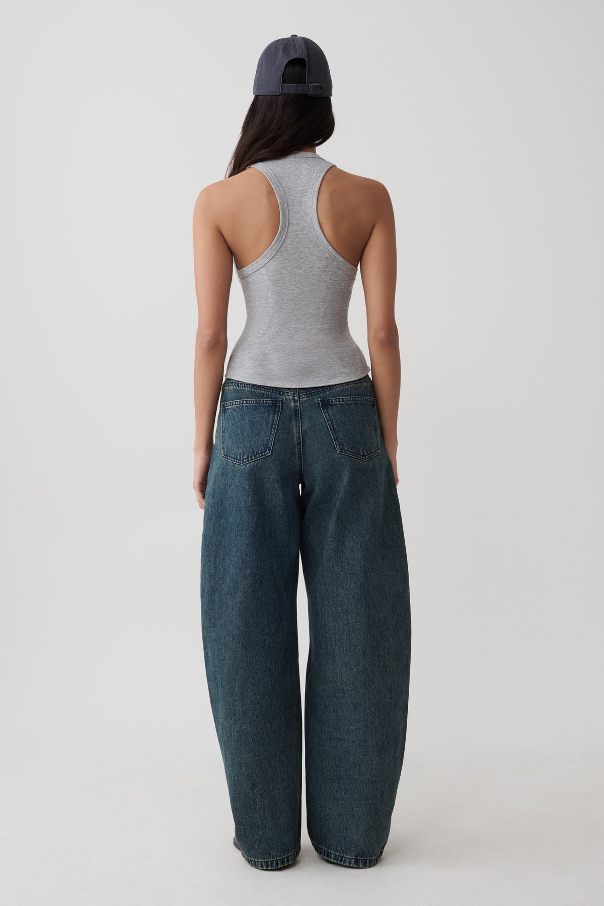 Evadne Ribbed Tank - Grey Marle #2