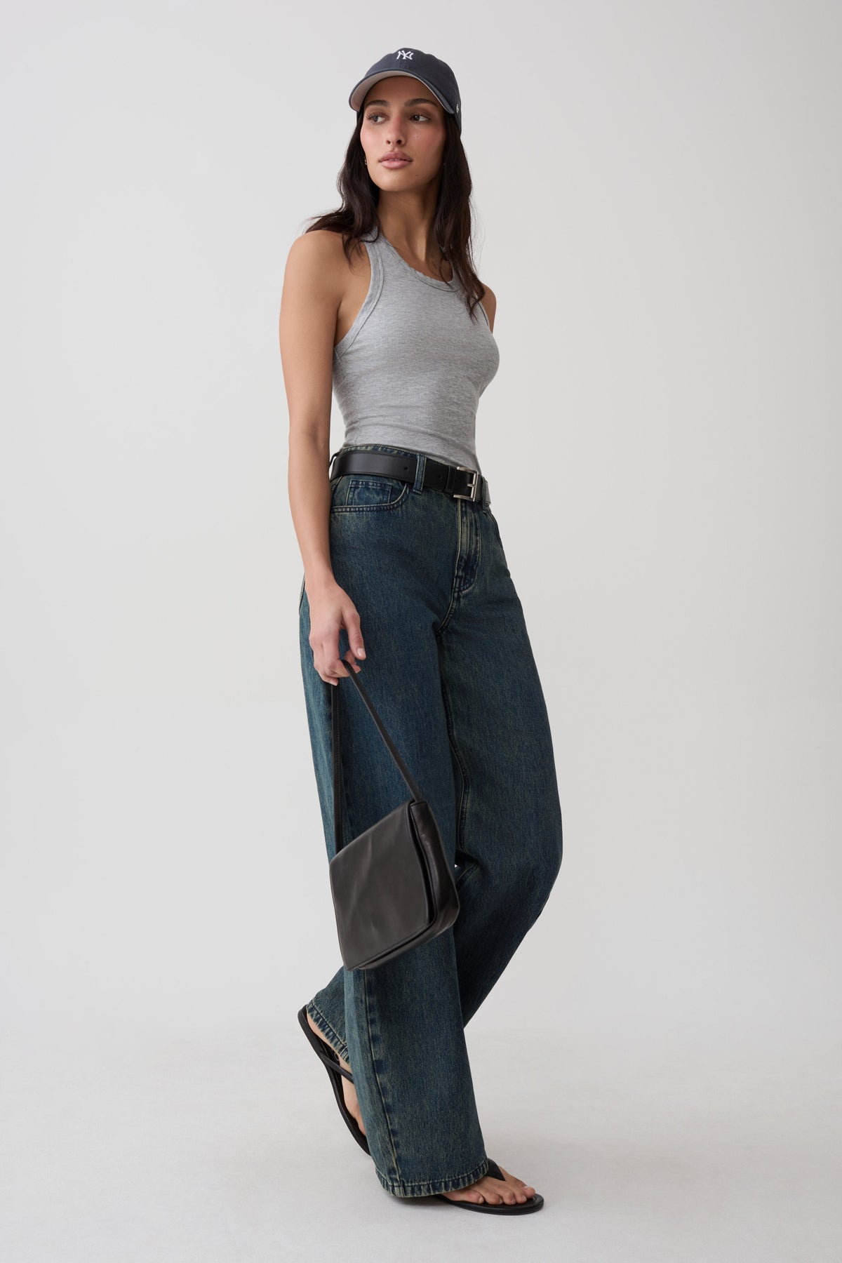 Evadne Ribbed Tank - Grey Marle #5