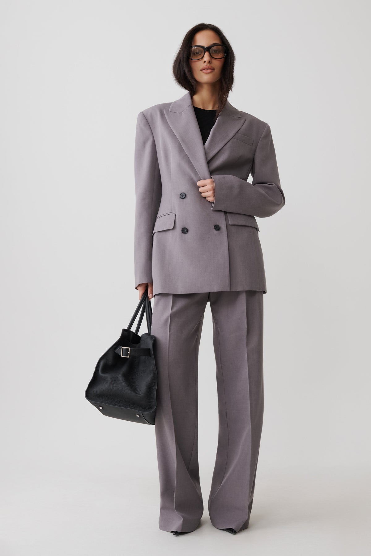 Phoebe Double Breasted Blazer - Light Grey Marle #2