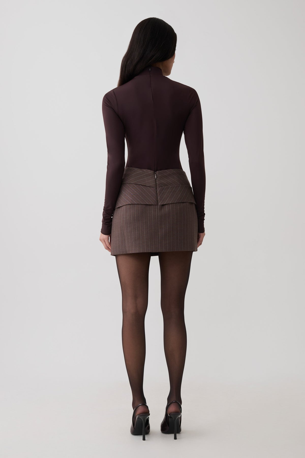 Phoebe Draped Mini Skirt - Brown Stripe #5
