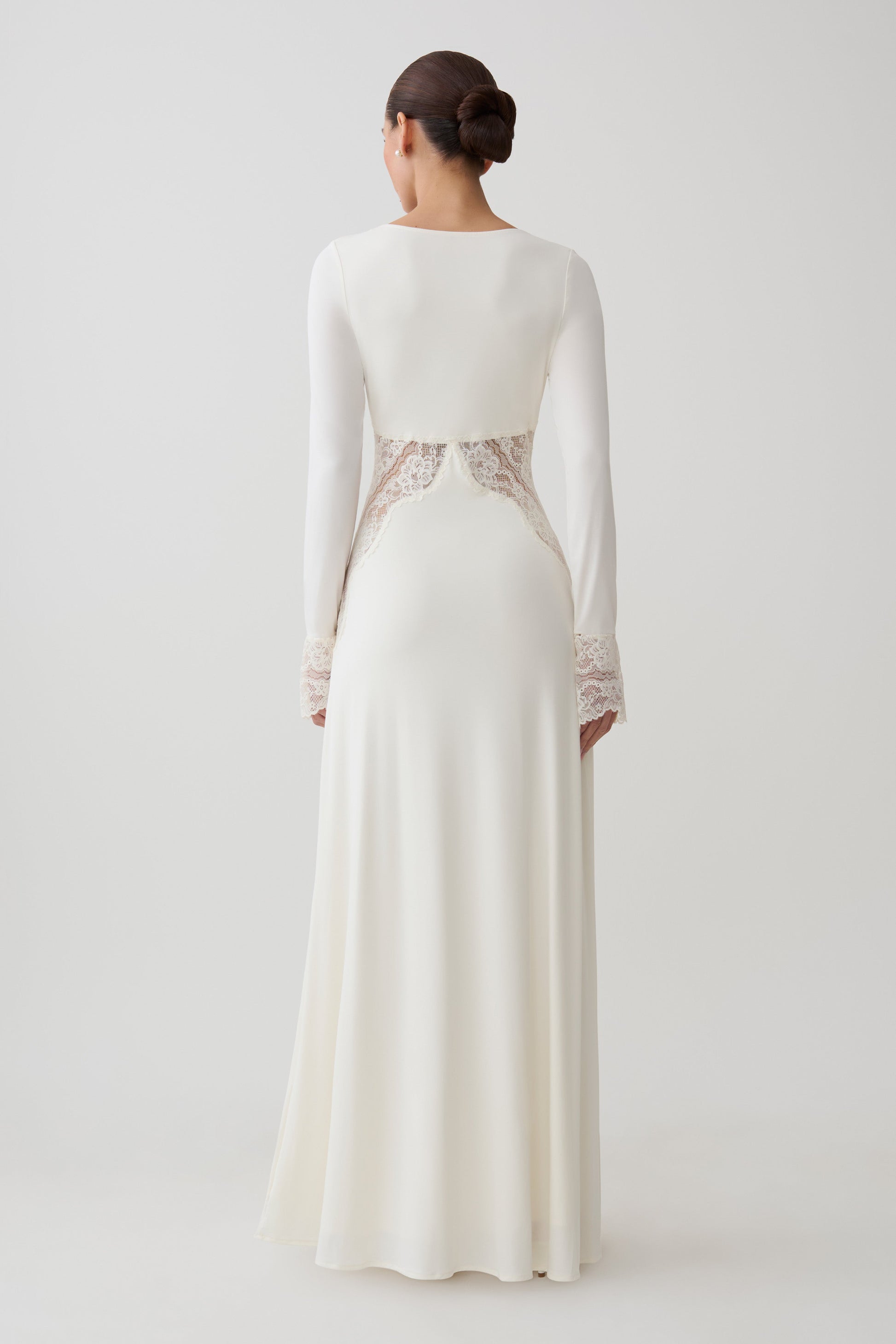 Elethea Lace Slinky Maxi Dress - Ivory #2