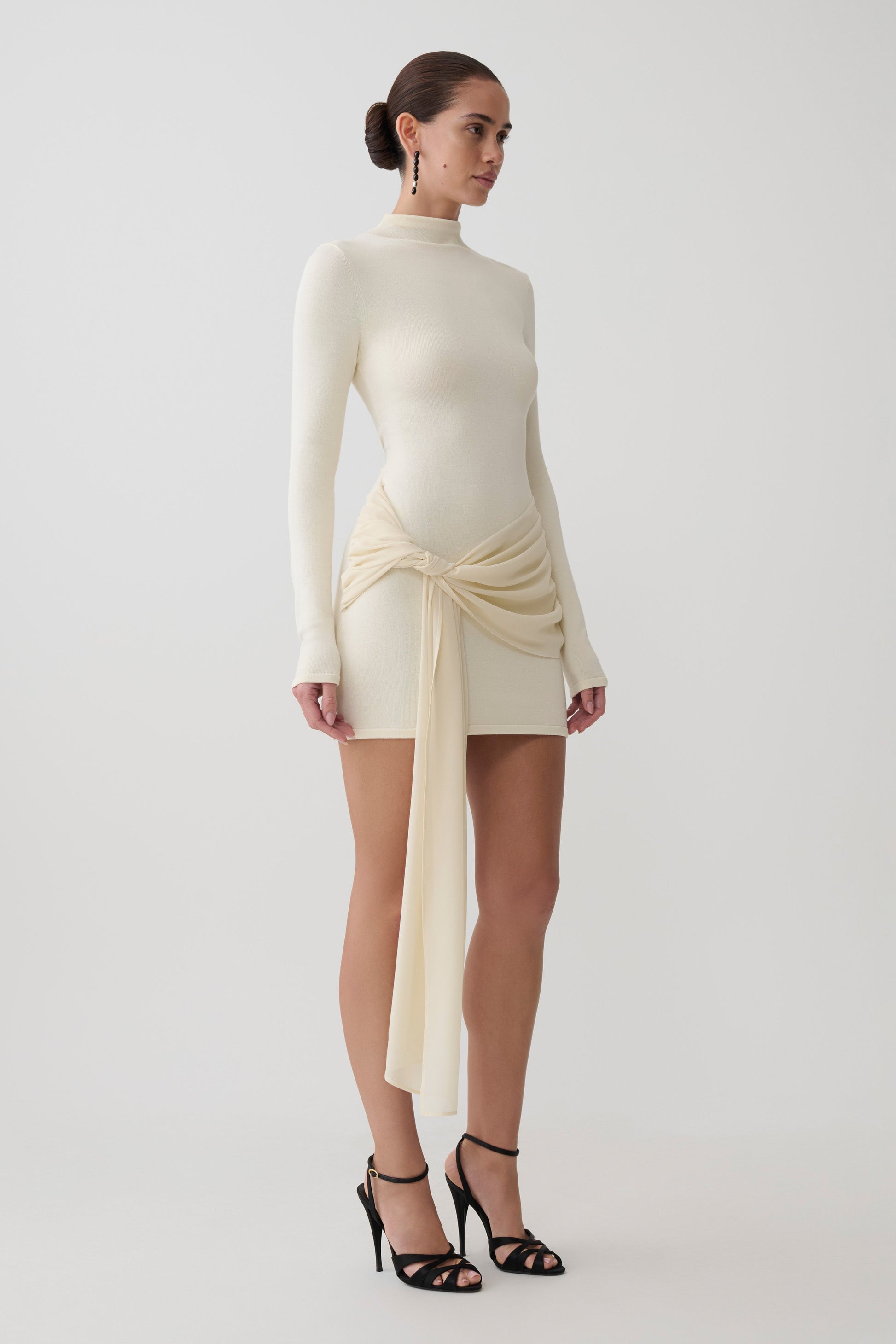 Grayson Knit Chiffon Mini Dress - Buttercream #4