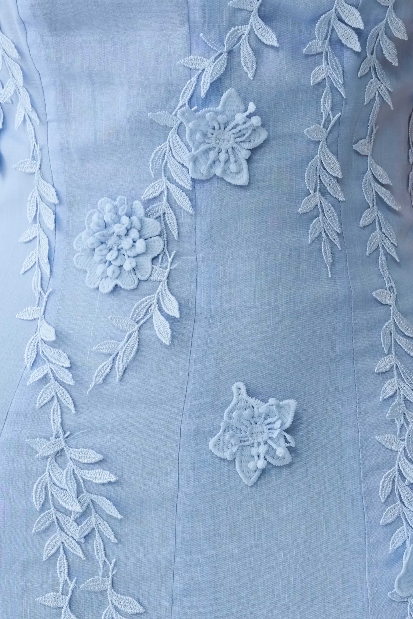 Odette Floral Lace Midi Dress - Pale Blue