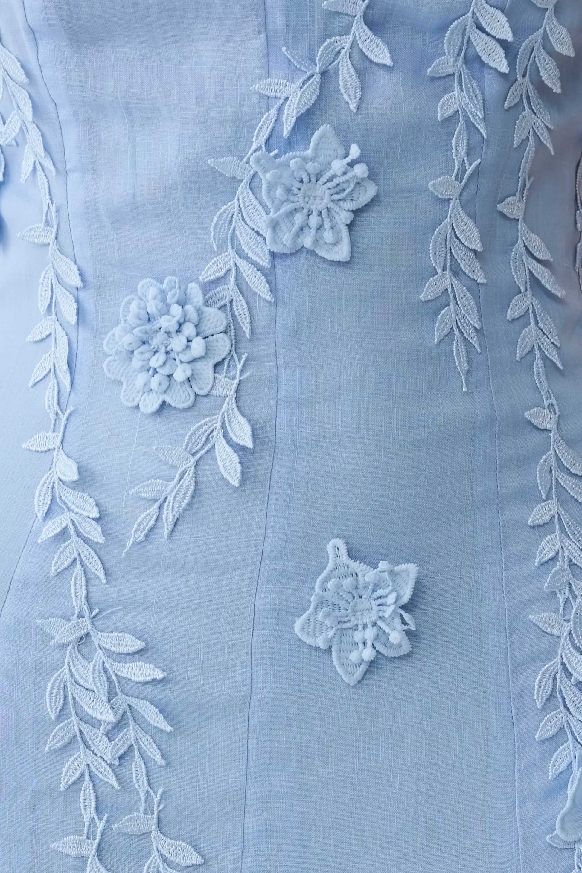 Odette Floral Lace Midi Dress - Pale Blue #7