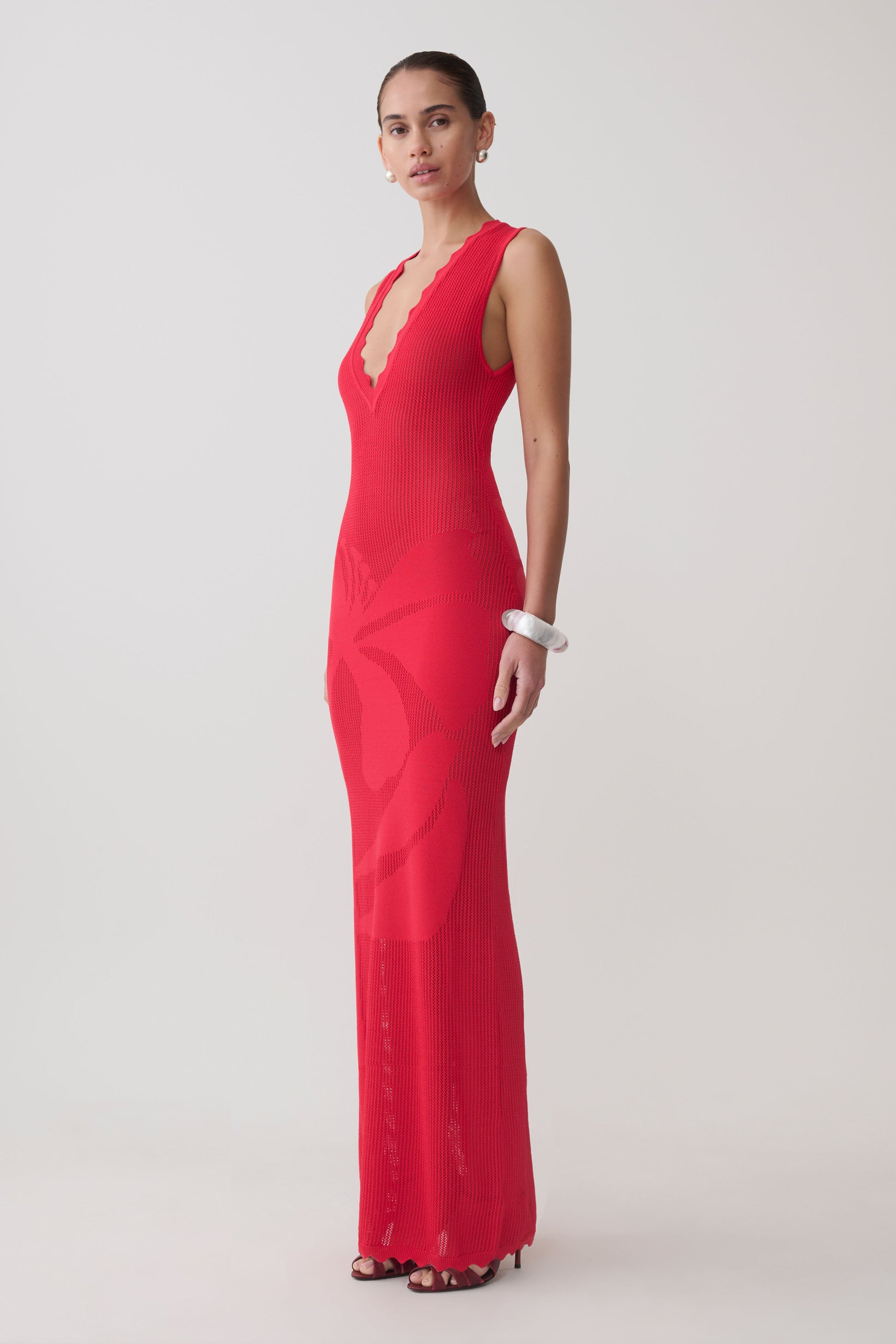 Pippa Floral Knit Maxi Dress - Pomegranate #4