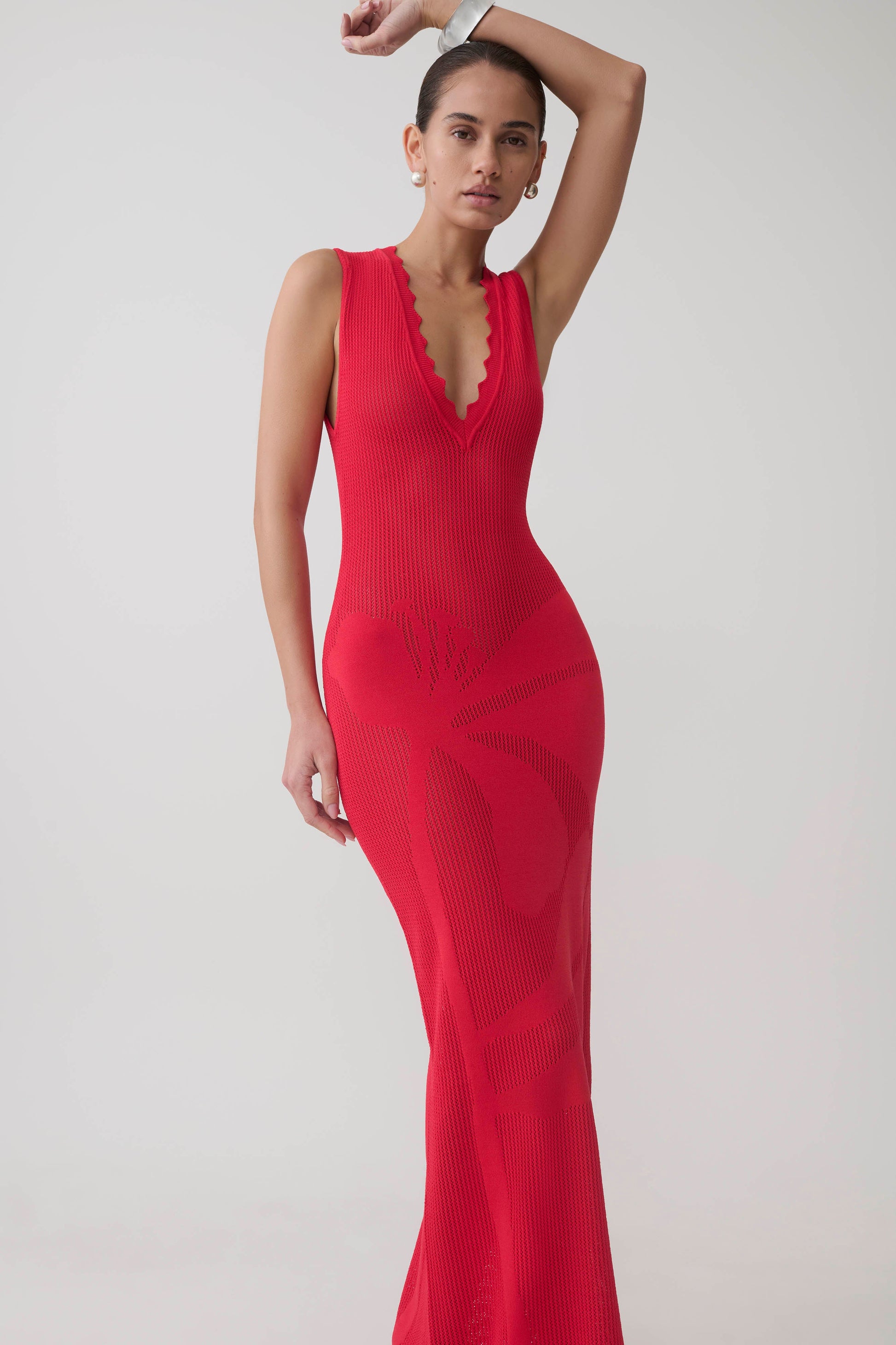 Pippa Floral Knit Maxi Dress - Pomegranate #7