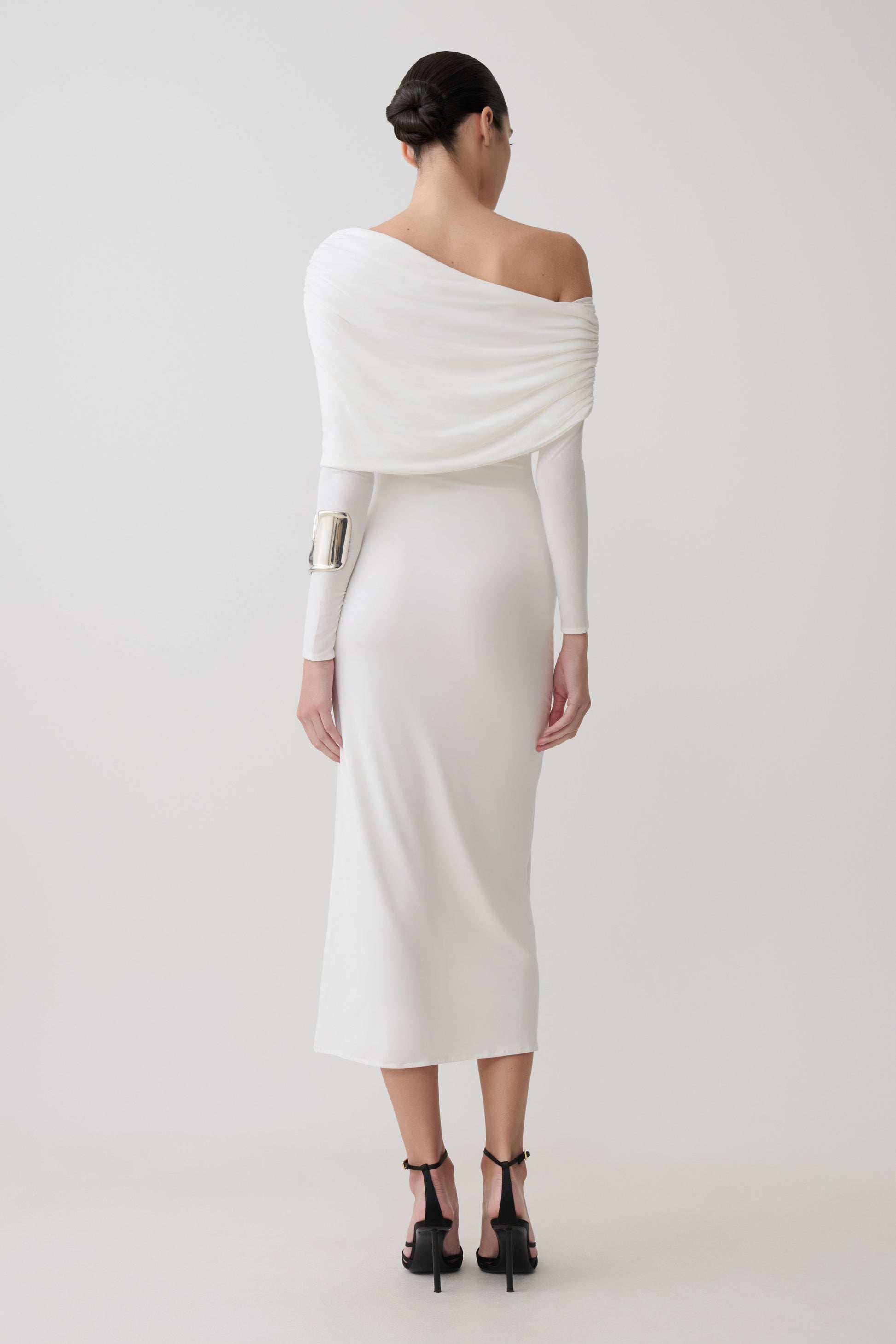 Corinna Modal One Shoulder Midi Dress - White #2