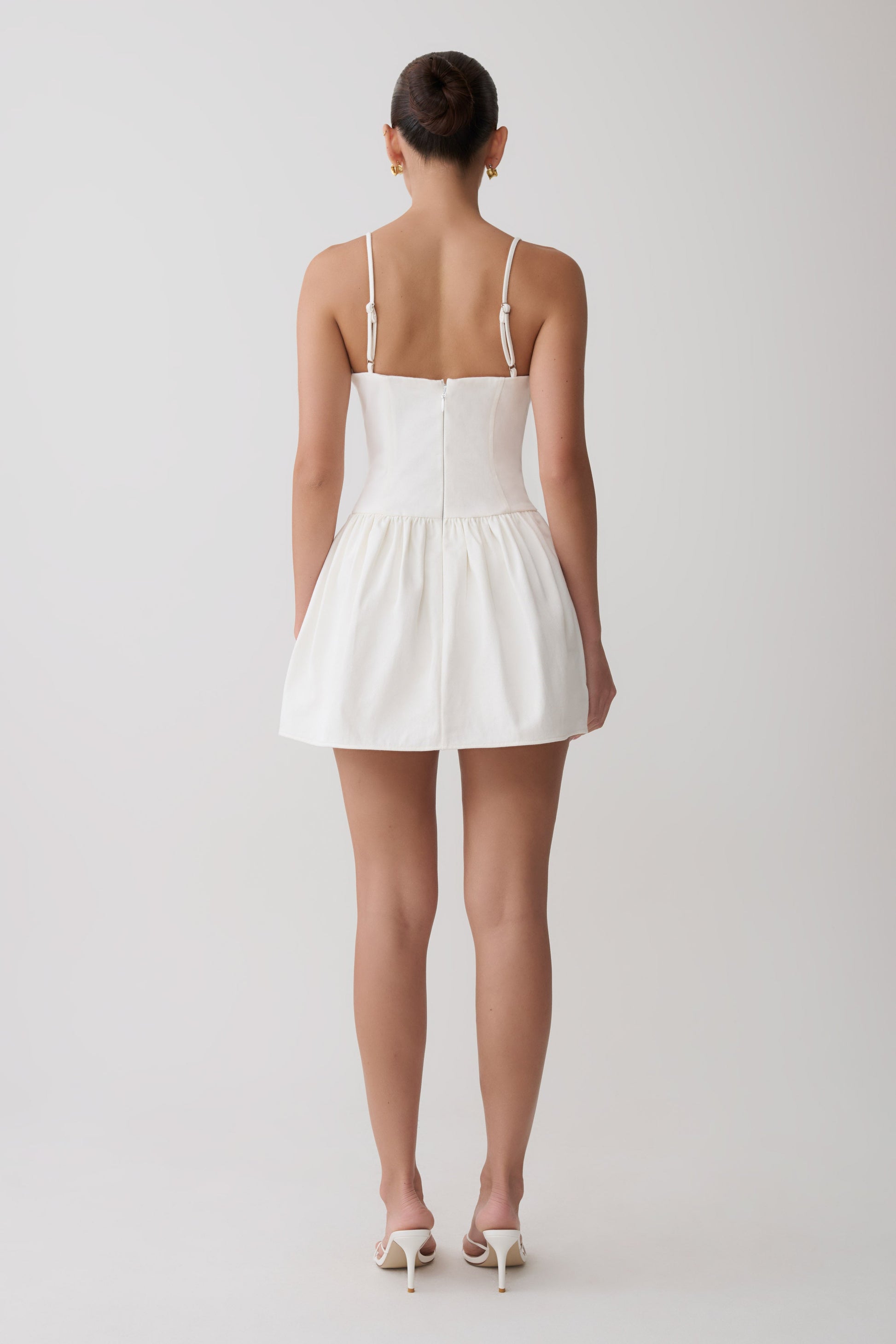 Emary Applique Denim Bustier Mini Dress - White #2