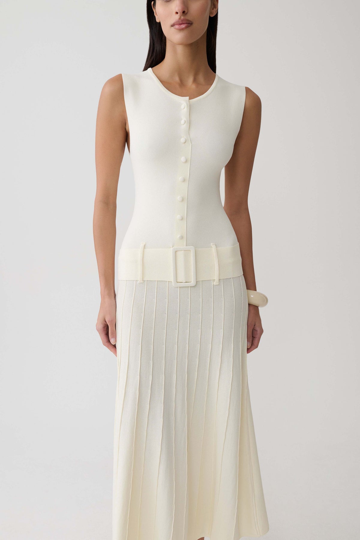 Rebena Pleated Midi Dress - Ivory #6