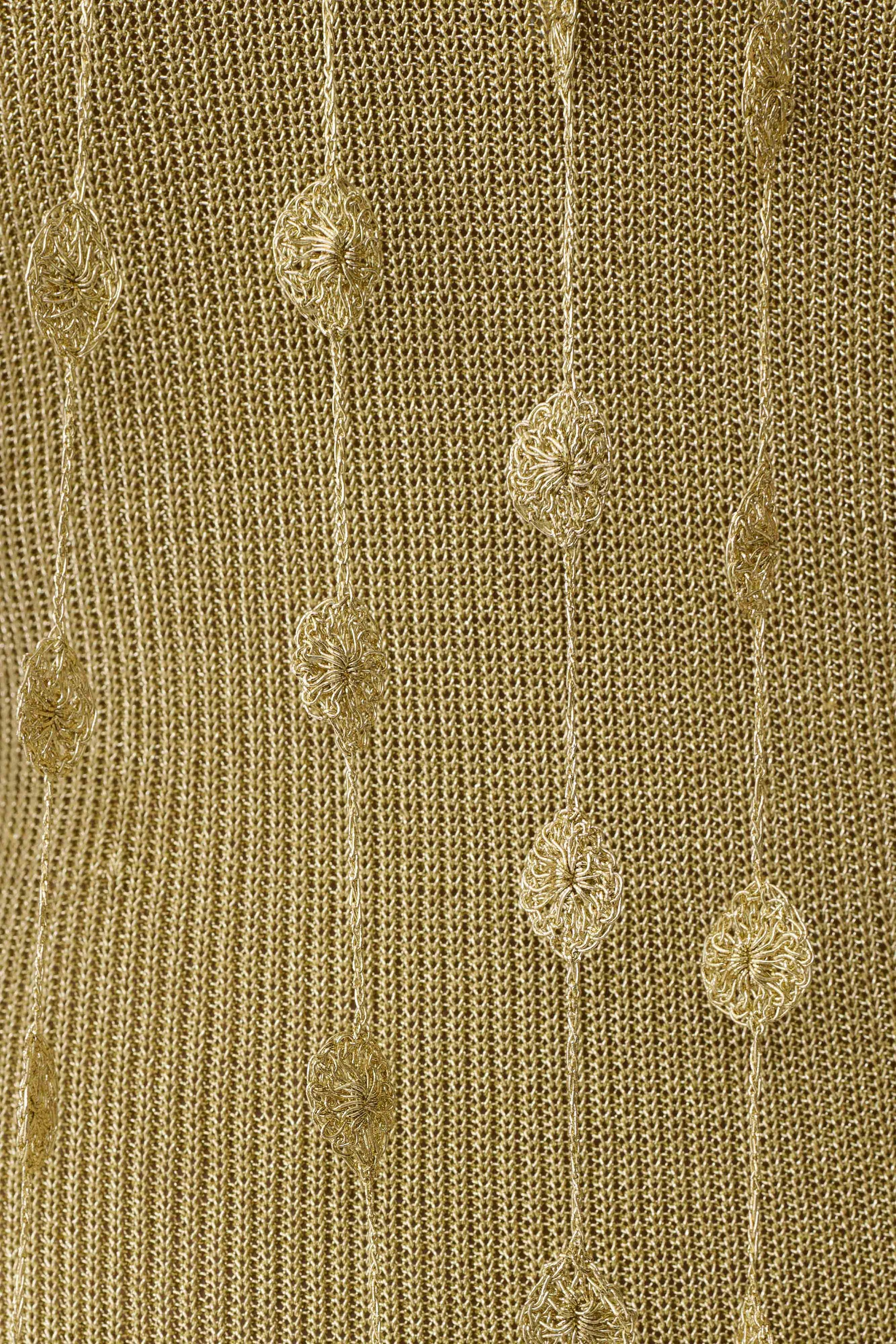 Shami Lurex Maxi Dress With Flowers - Gold #9