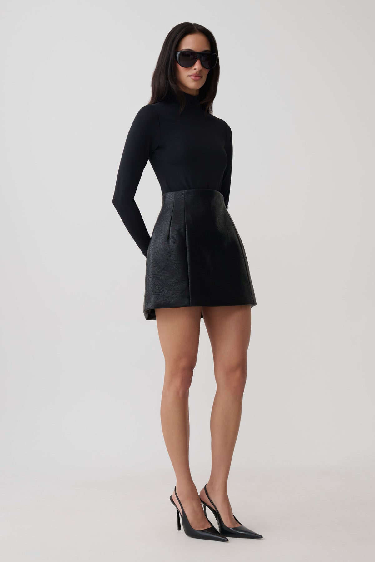Jemima Faux Leather Mini Skirt - Black #5