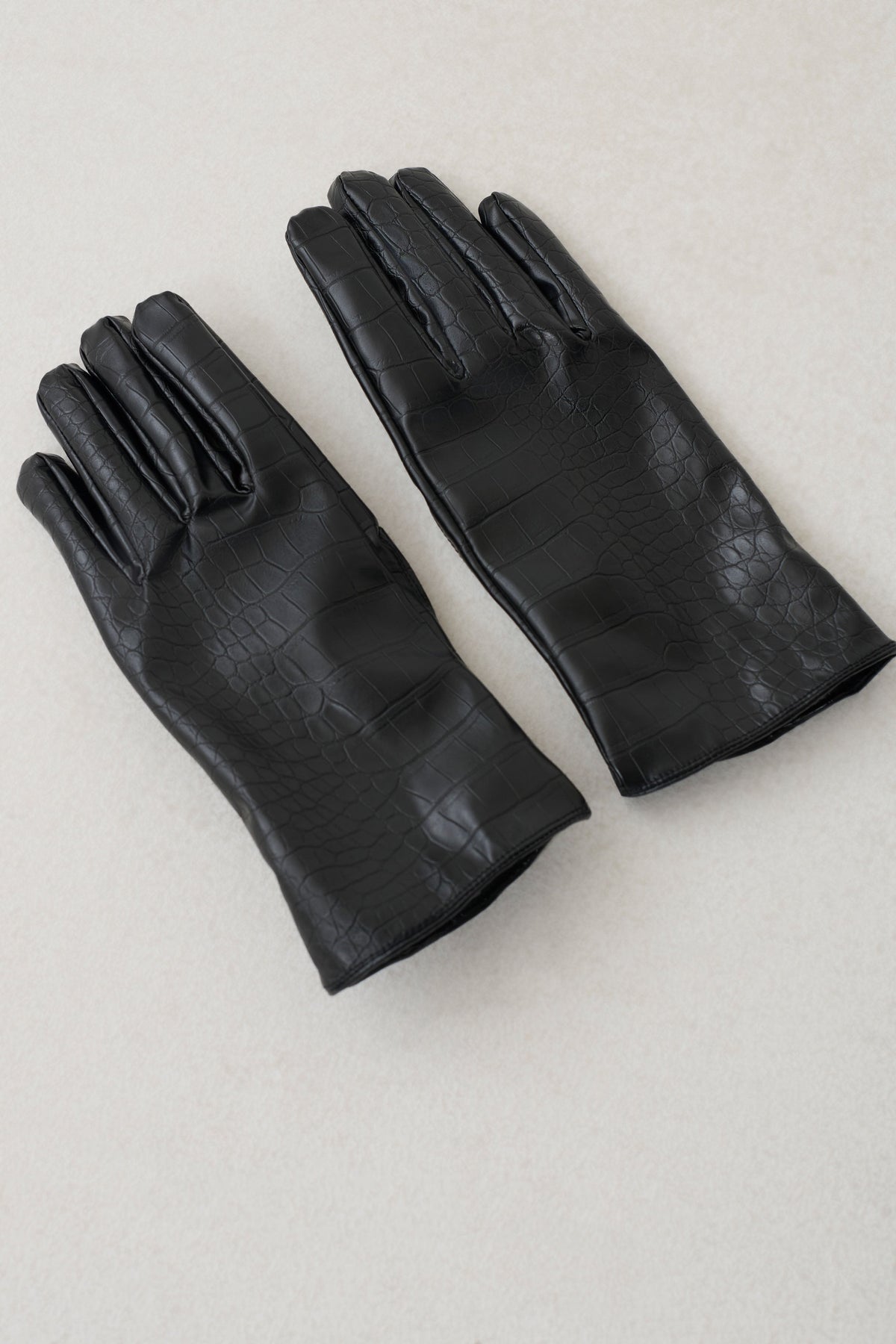 Atlas Faux Leather Crocodile Gloves - Black #3