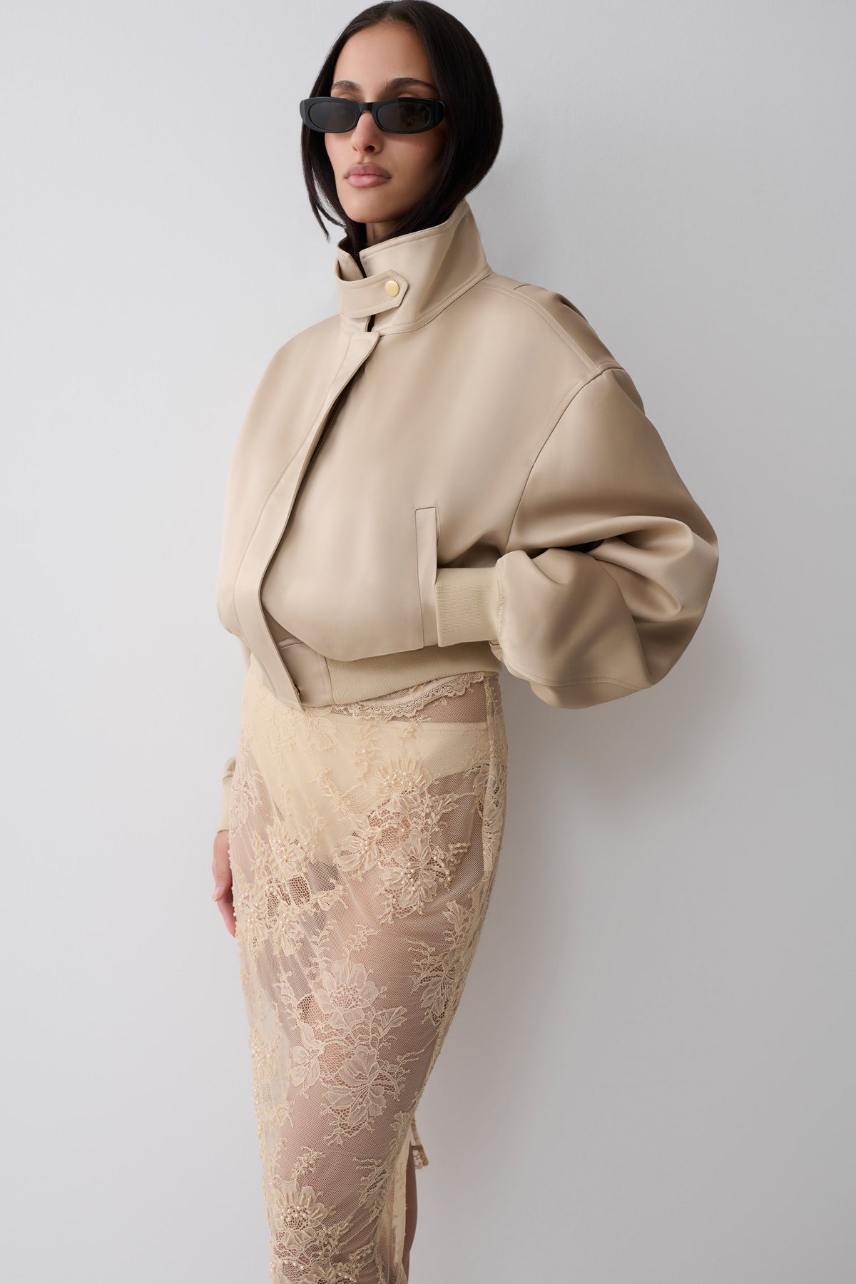 Nicolla Satin Bomber Jacket - Blush Rose Gold #8