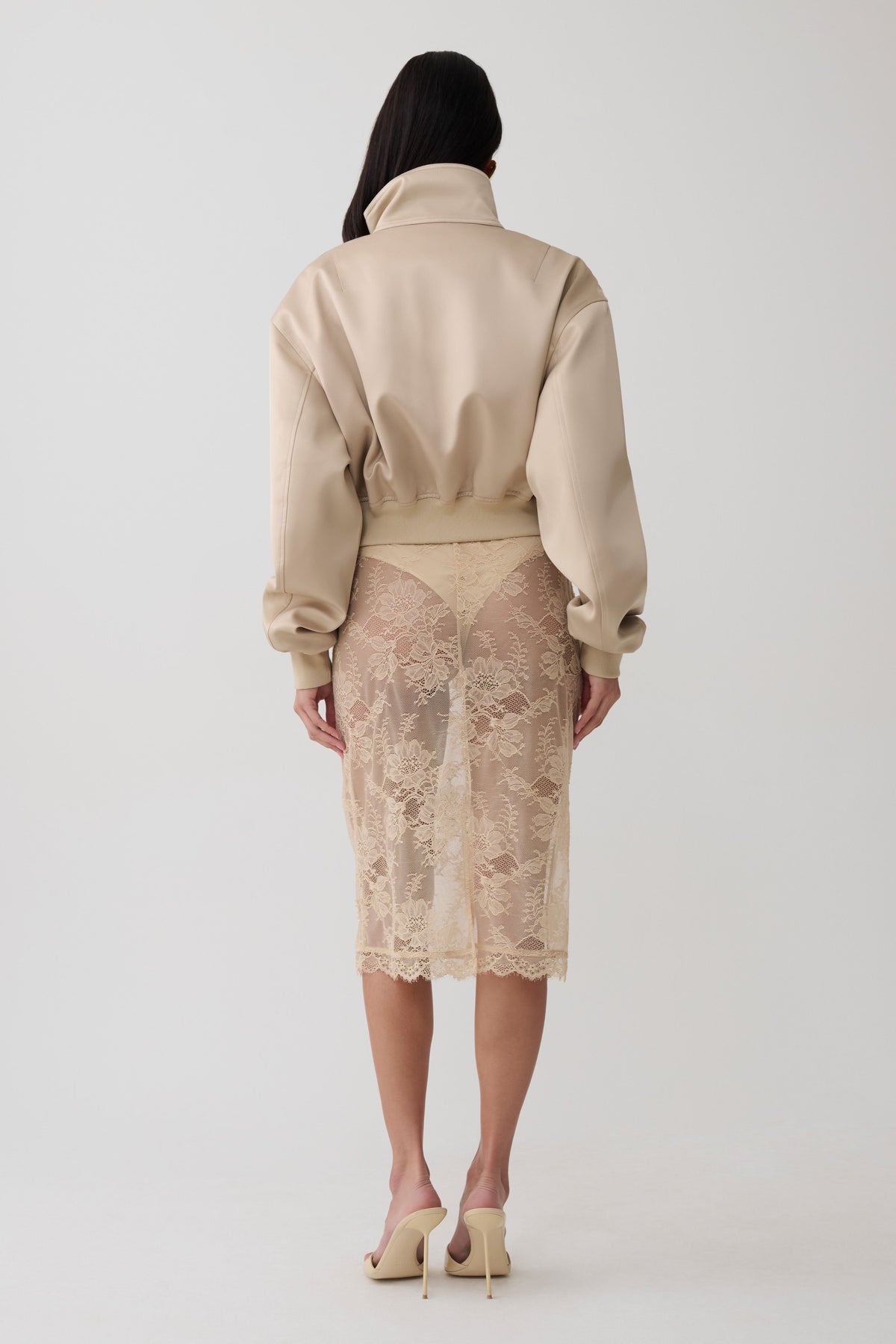 Nicolla Satin Bomber Jacket - Blush Rose Gold #5