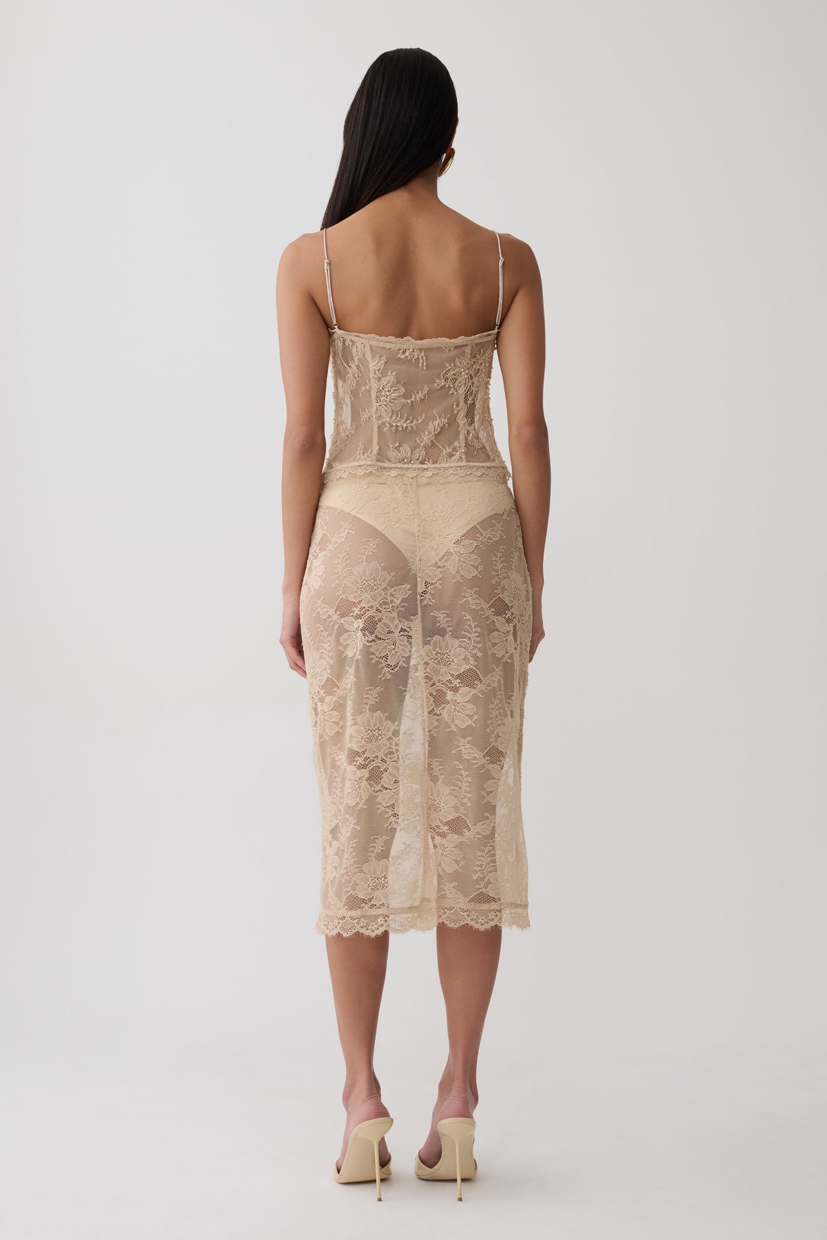 Marcelle Sweetheart Lace Top - Blush Rose Gold