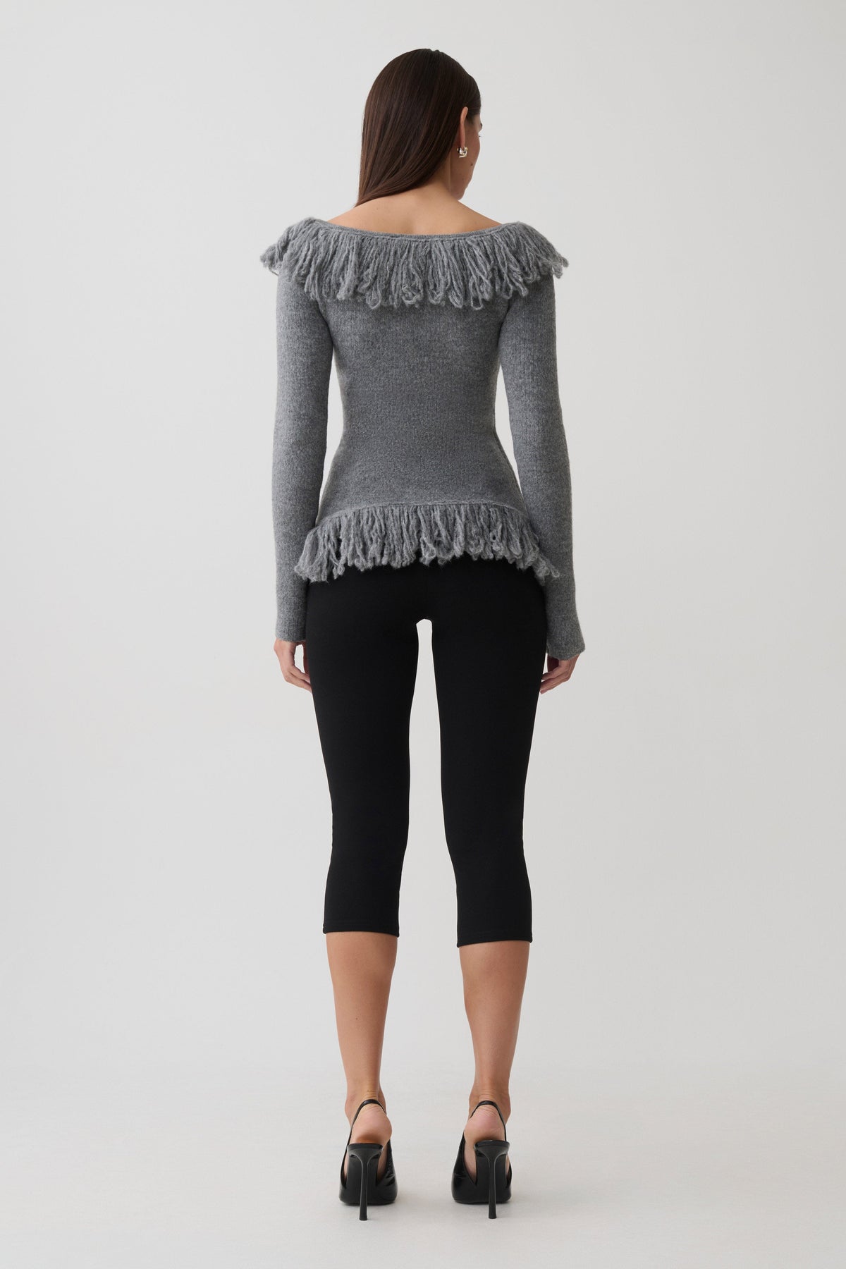 Sammie Fringe Knit Top - Charcoal #7