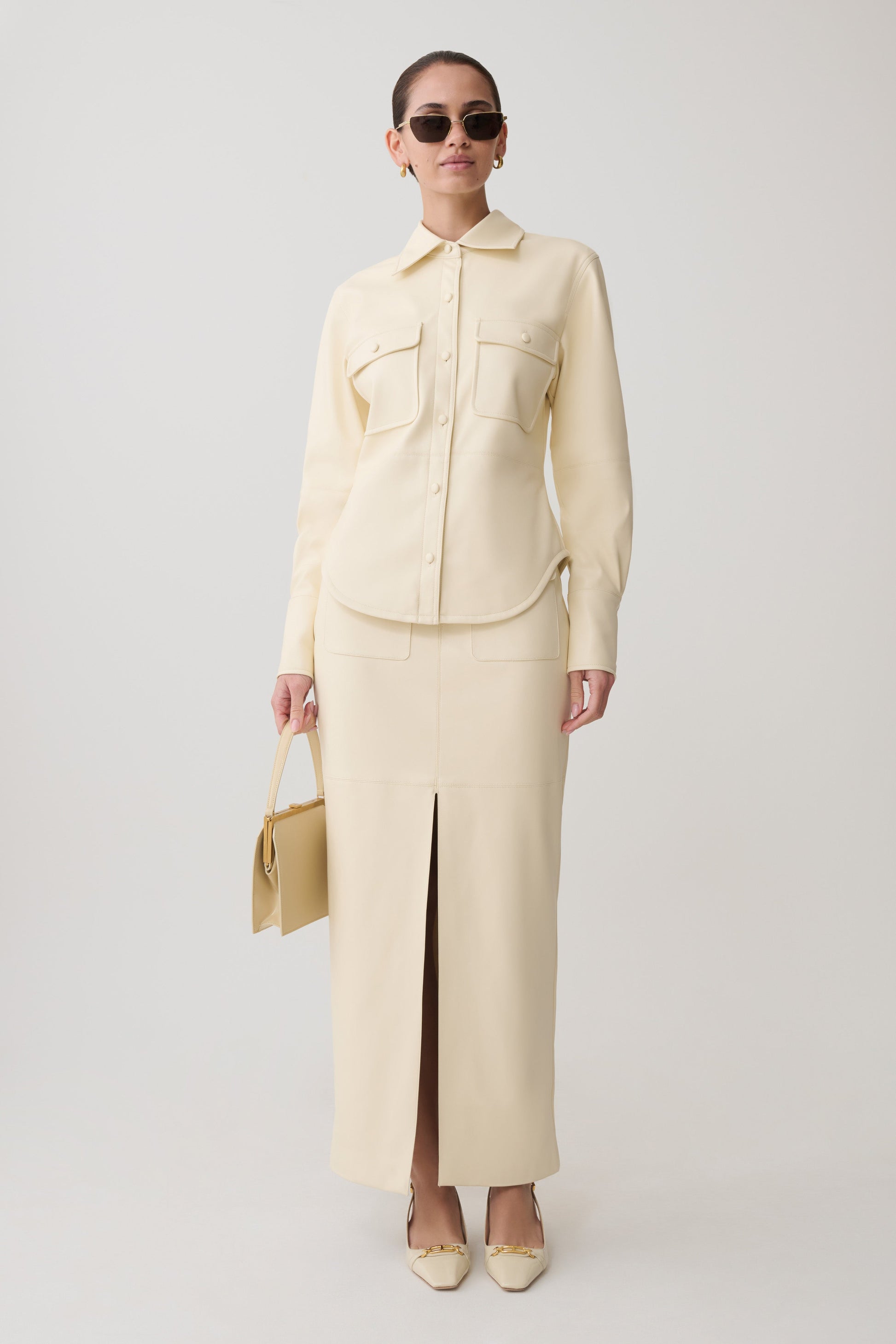 Winslet Faux Leather Shirt - Bone #8