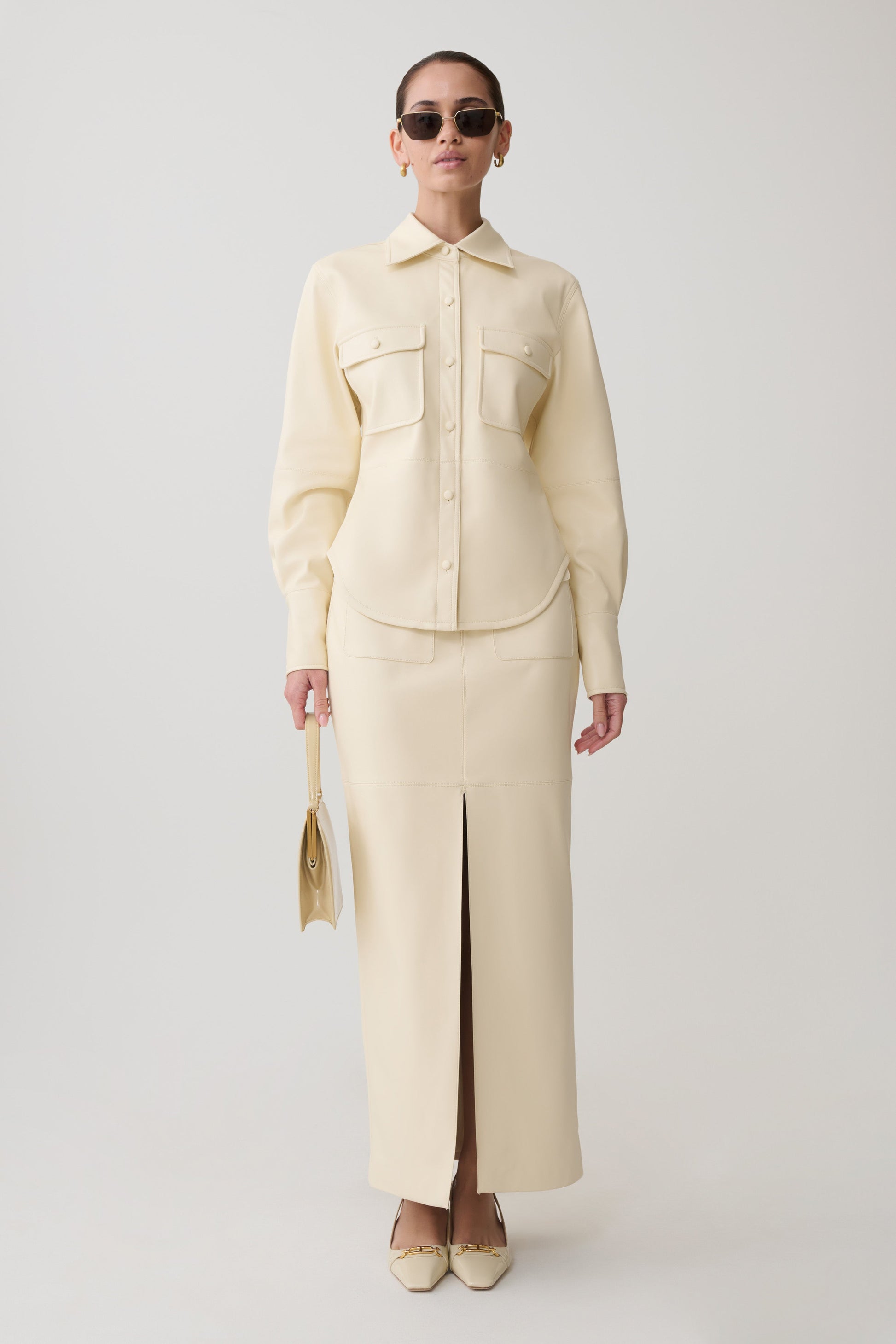 Winslet Faux Leather Maxi Skirt - Bone #8