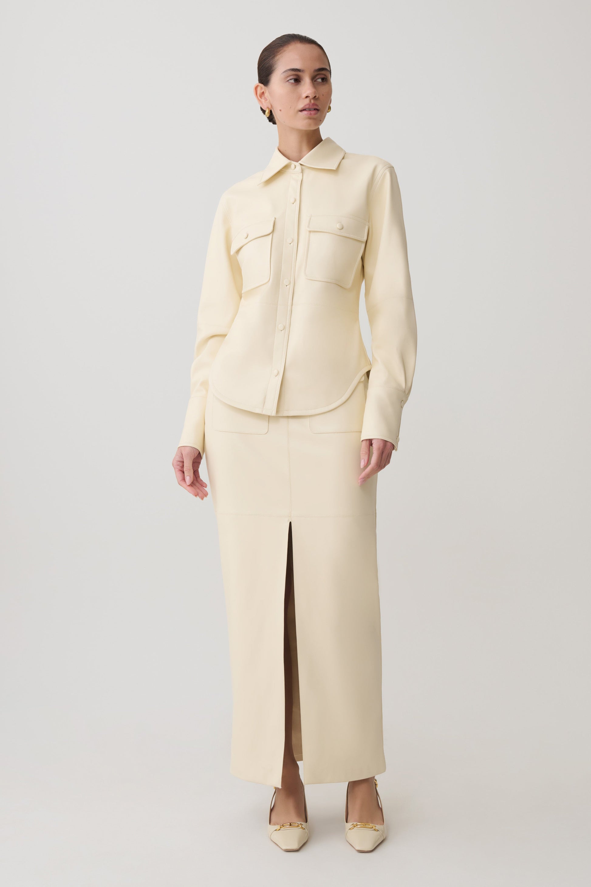 Winslet Faux Leather Shirt - Bone #7