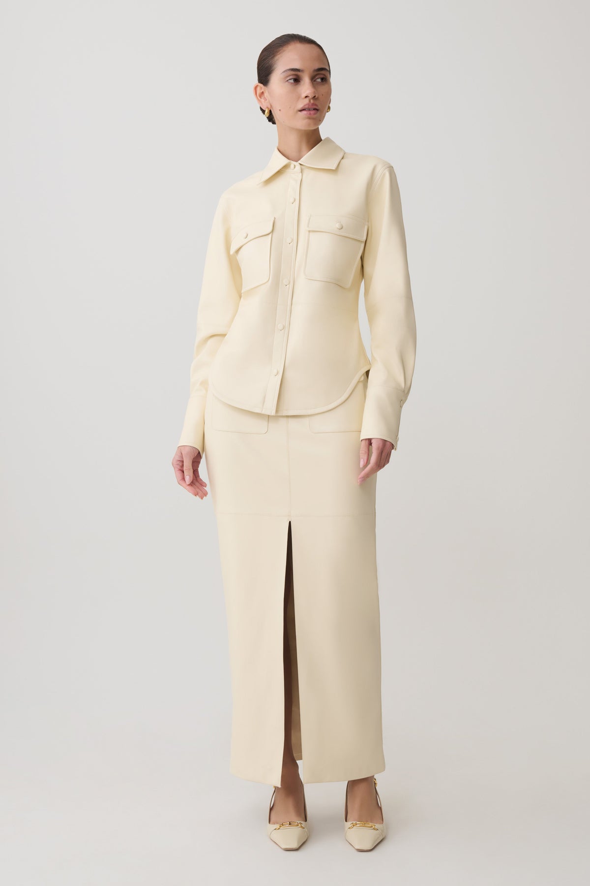 Winslet Faux Leather Maxi Skirt - Bone #7