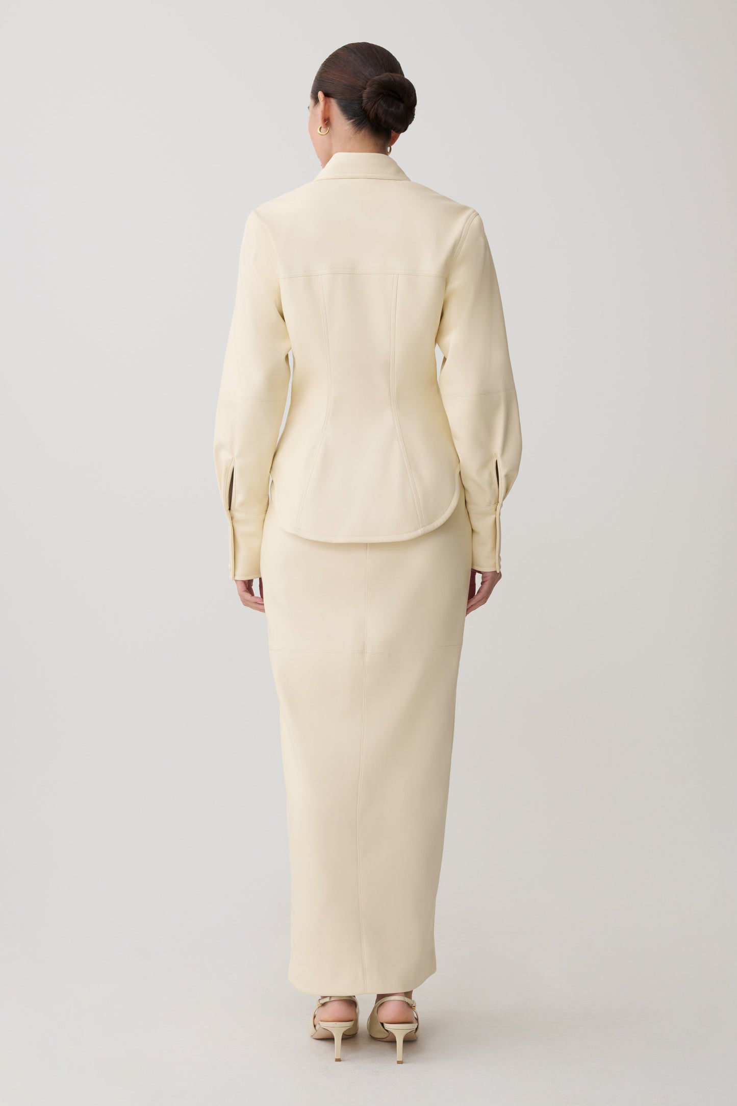 Winslet Faux Leather Shirt - Bone