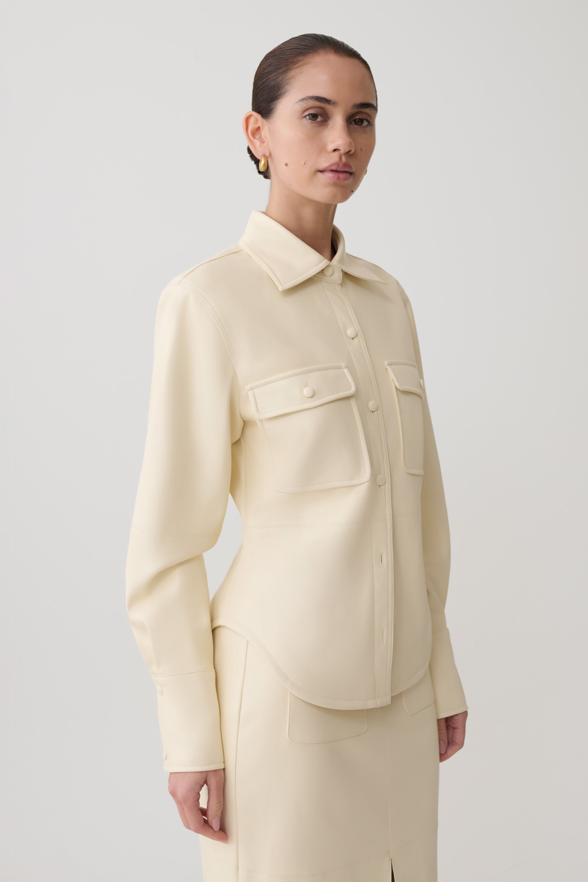 Winslet Faux Leather Shirt - Bone #4