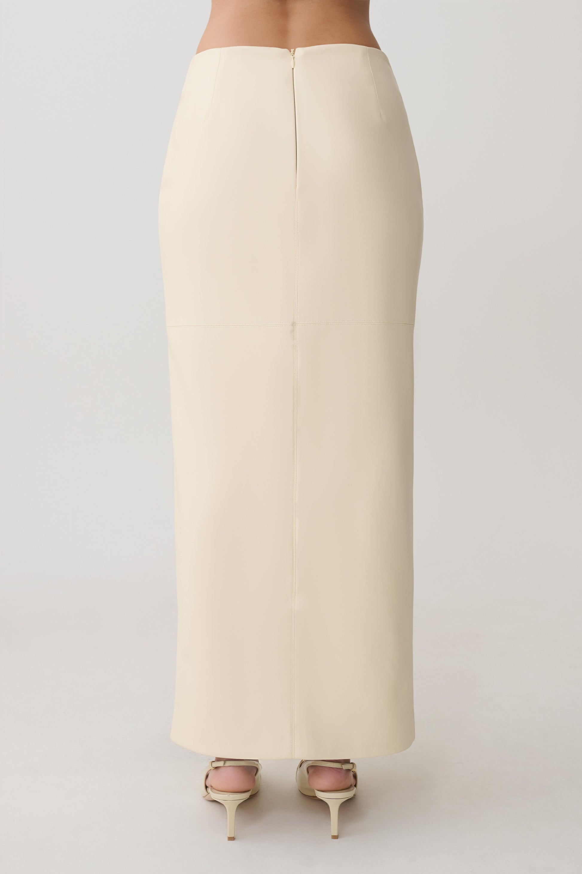 Winslet Faux Leather Maxi Skirt - Bone #2