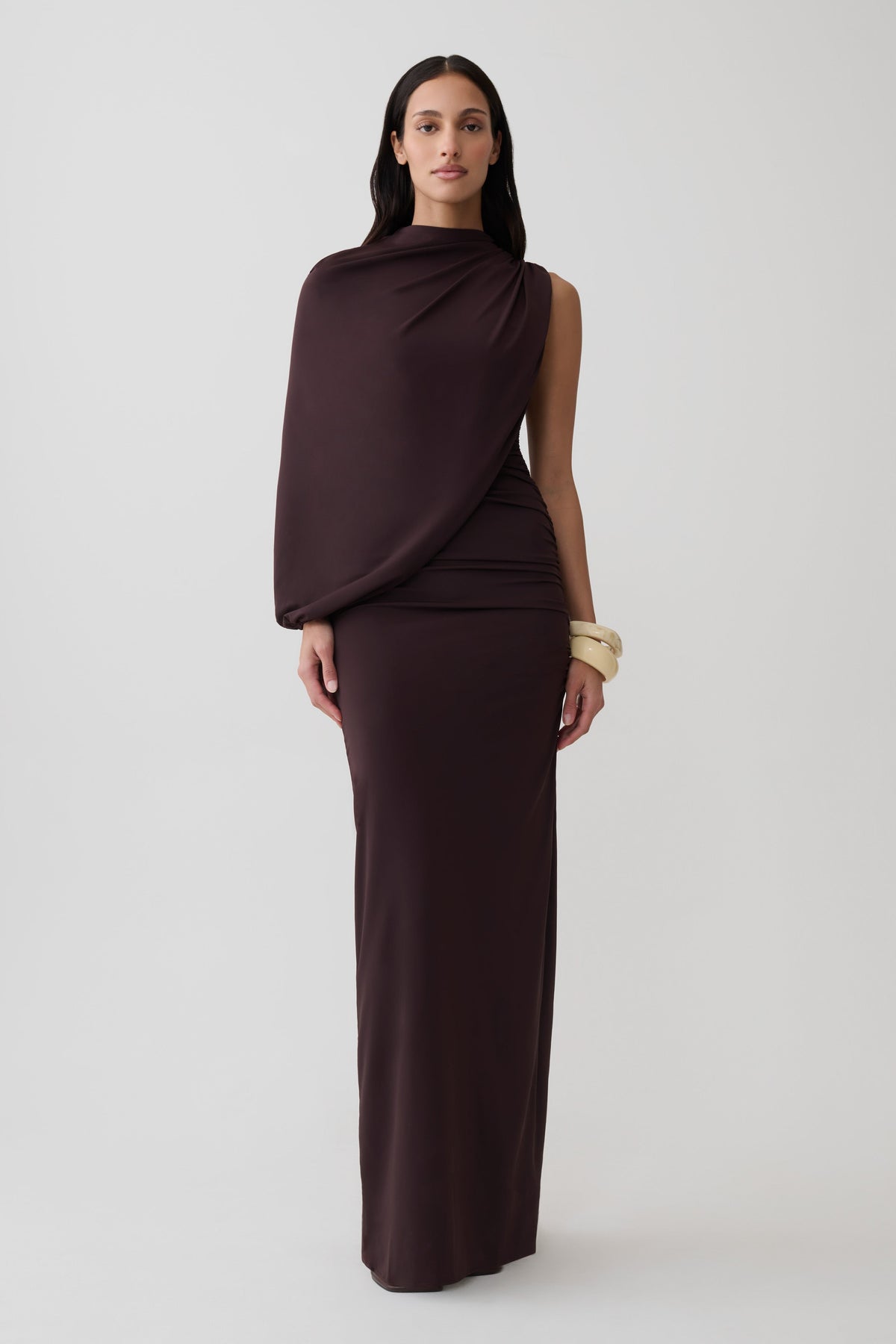 Yuri Gather Sleeve Maxi Dress - Chocolate #5